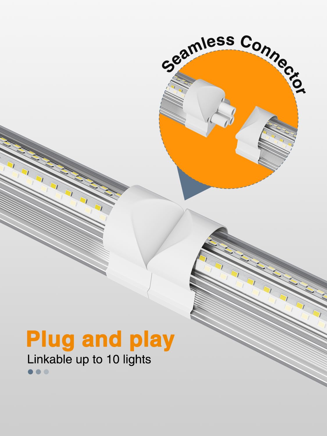 Onlylux Led Shop Lights For Garage Workshop, Super Brightness 6500K 25W Daylight 3750Lm, Plug And Play, Linkable T8 Tube Fixture