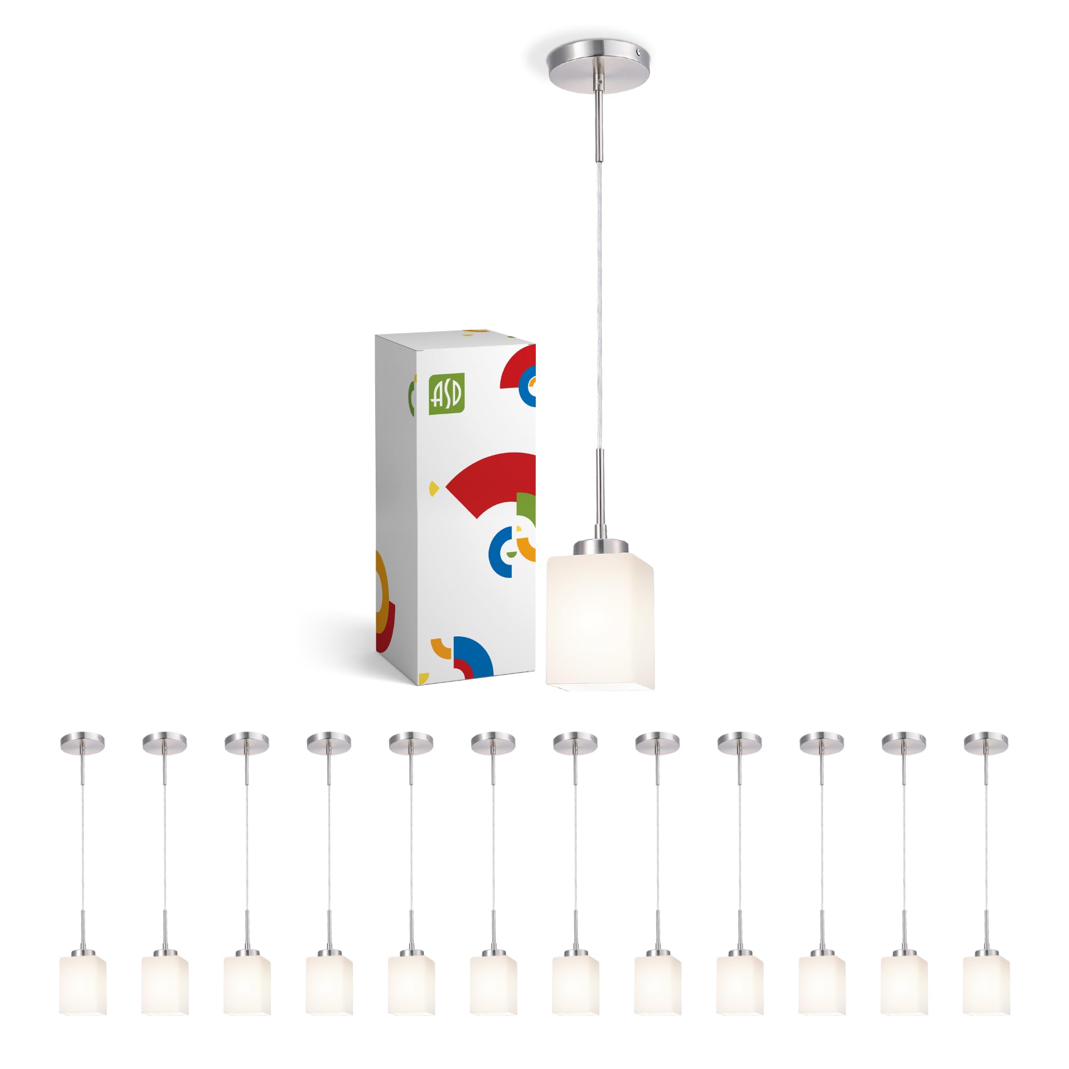 ASD Single Mini-Pendant Ceiling Light Fixture | 60W E26 Socket 120V | Dimmable, LED/CFL/Incandescent Bulbs Compatible, ETL Liste
