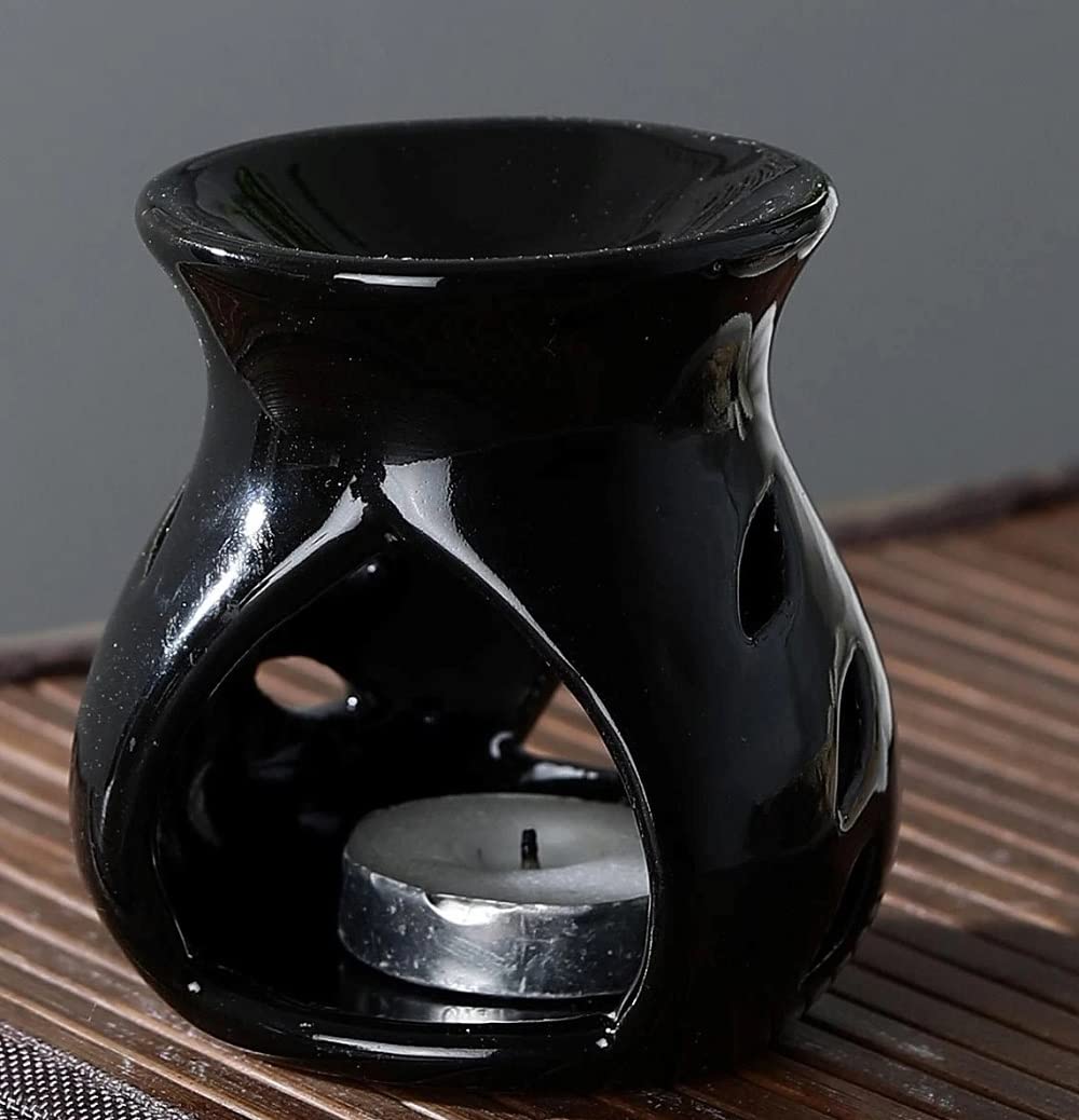 RTWARE Ceramic Clay Candle Operated Aroma Burner Oil Diffuser for Home Fragrance (Black)