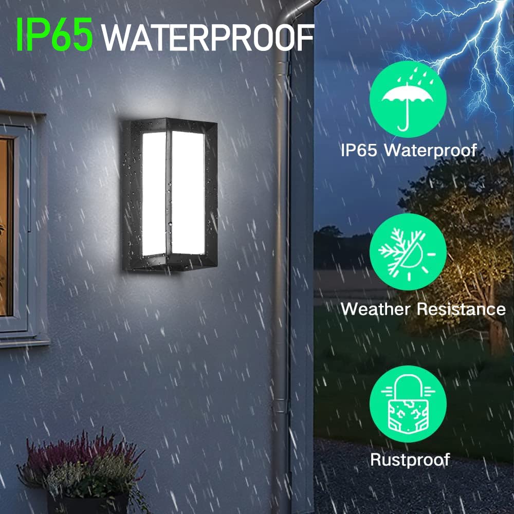 Sytmhoe 24W Led Outdoor Wall Sconce Lights, Ip65 Waterproof, Black Aluminum, 2 Packs