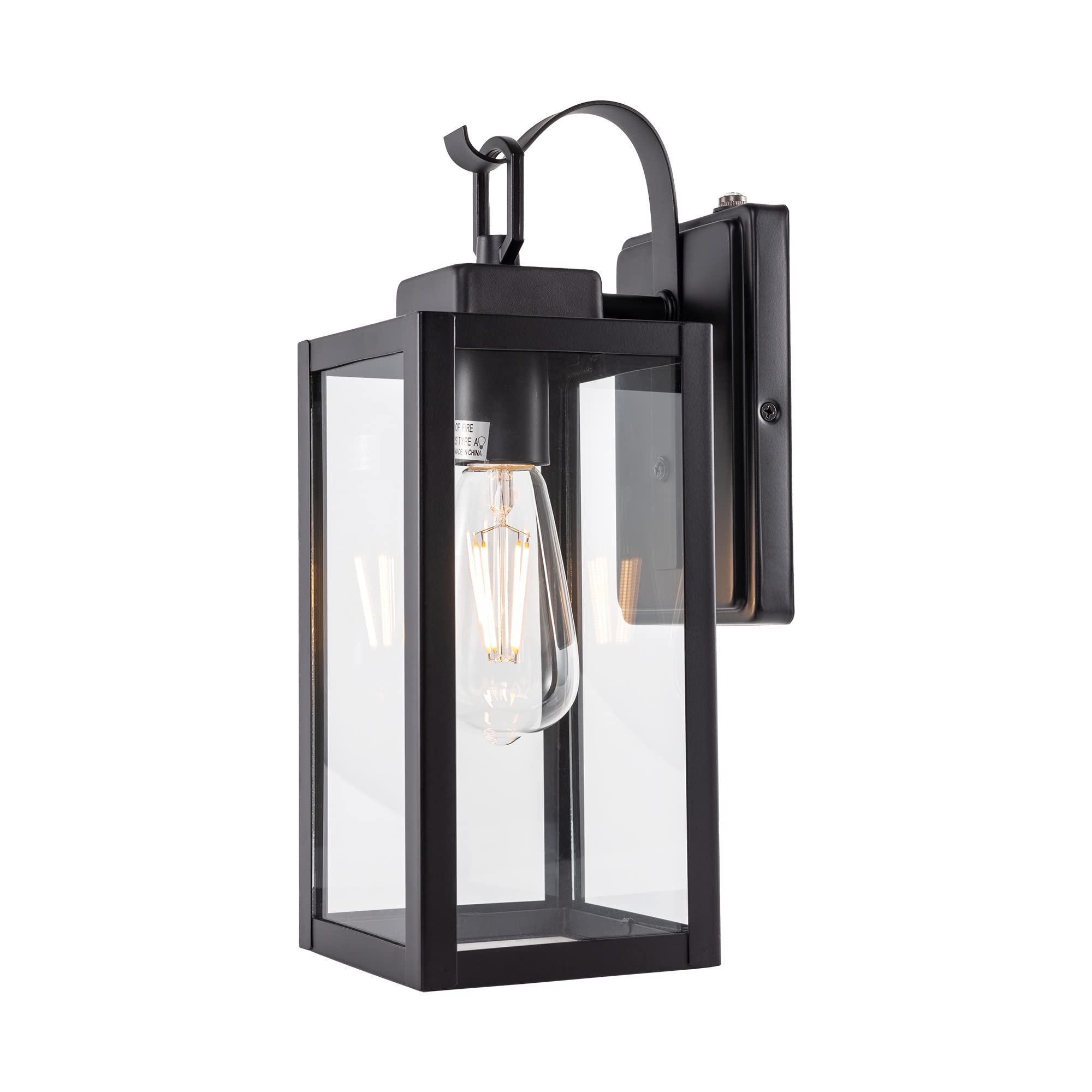 Gruenlich Dusk To Dawn Outdoor Wall Lantern, Wall Sconce For Porch Lighting Fixture, E26 Base Max 60W, Metal Housing Plus Glass,