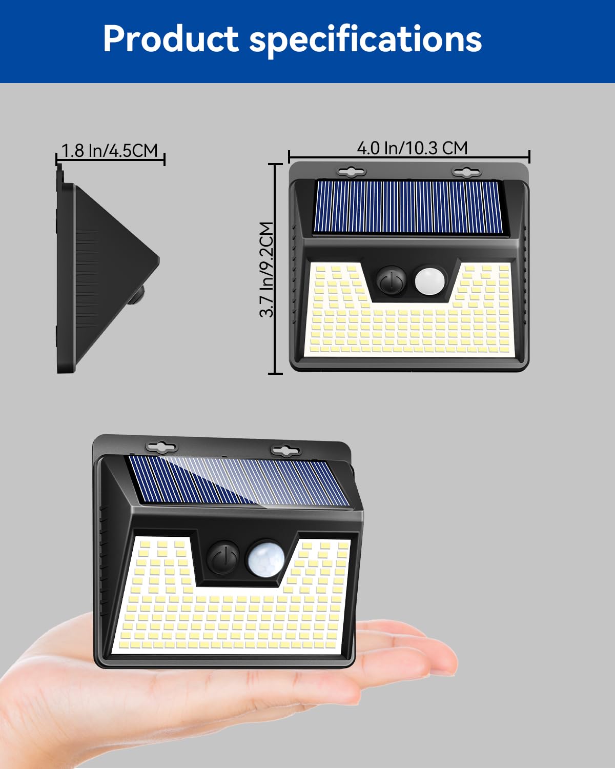 Peasur 140Led Solar Powered Motion Sensor Lights - 3 Pack, Waterproof, Ultra-Bright, Black Frame For Outdoor Security Garden Wall Deck