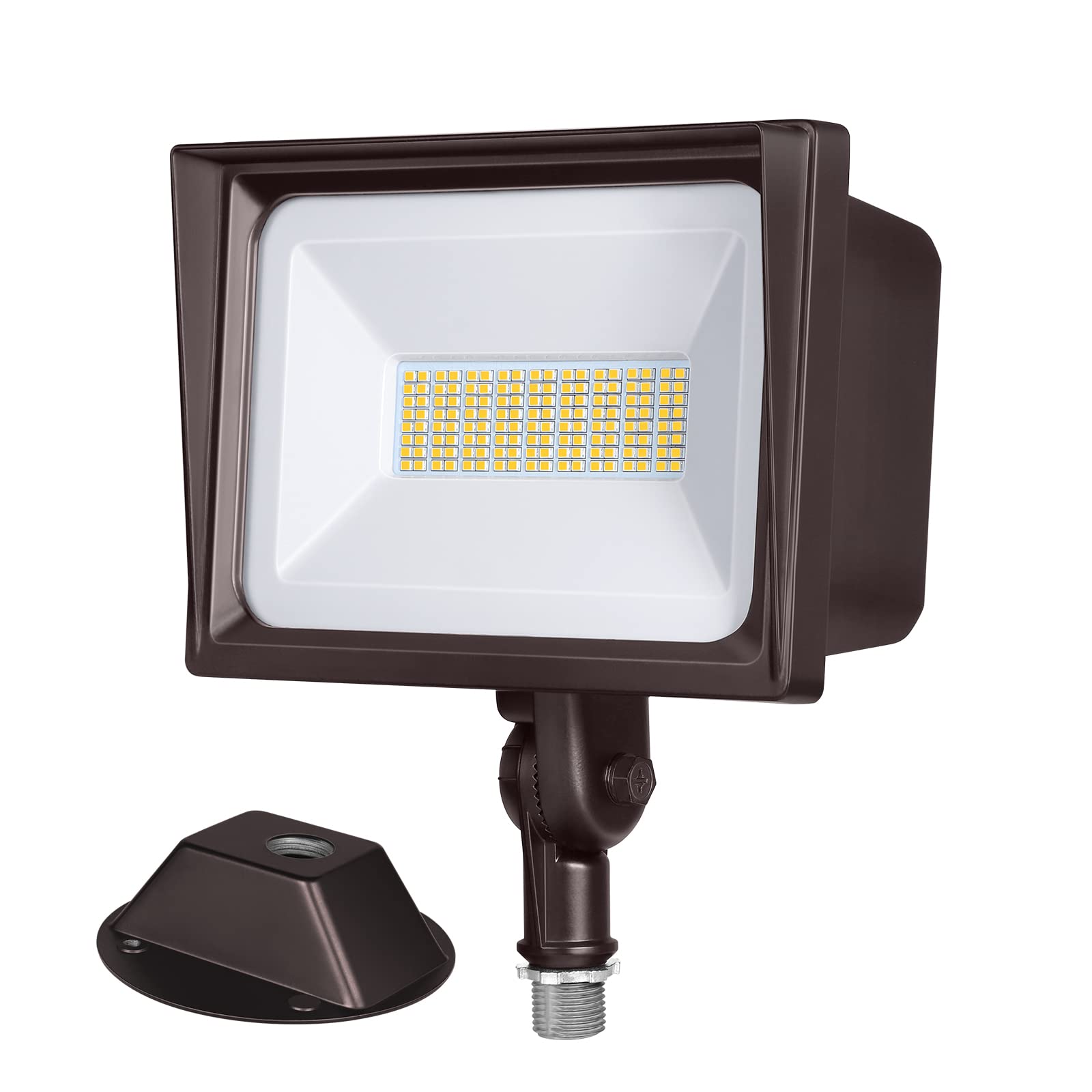 Dewenwils 65W Flood Lights Outdoor, 6670 Lm Super Bright(500W Equivalent) Ip65 Waterproof Knuckle Mount Led Security Light, 5000K Daylight Led Flood Light For Garage, Patio, Yard, Ul Listed, Browm