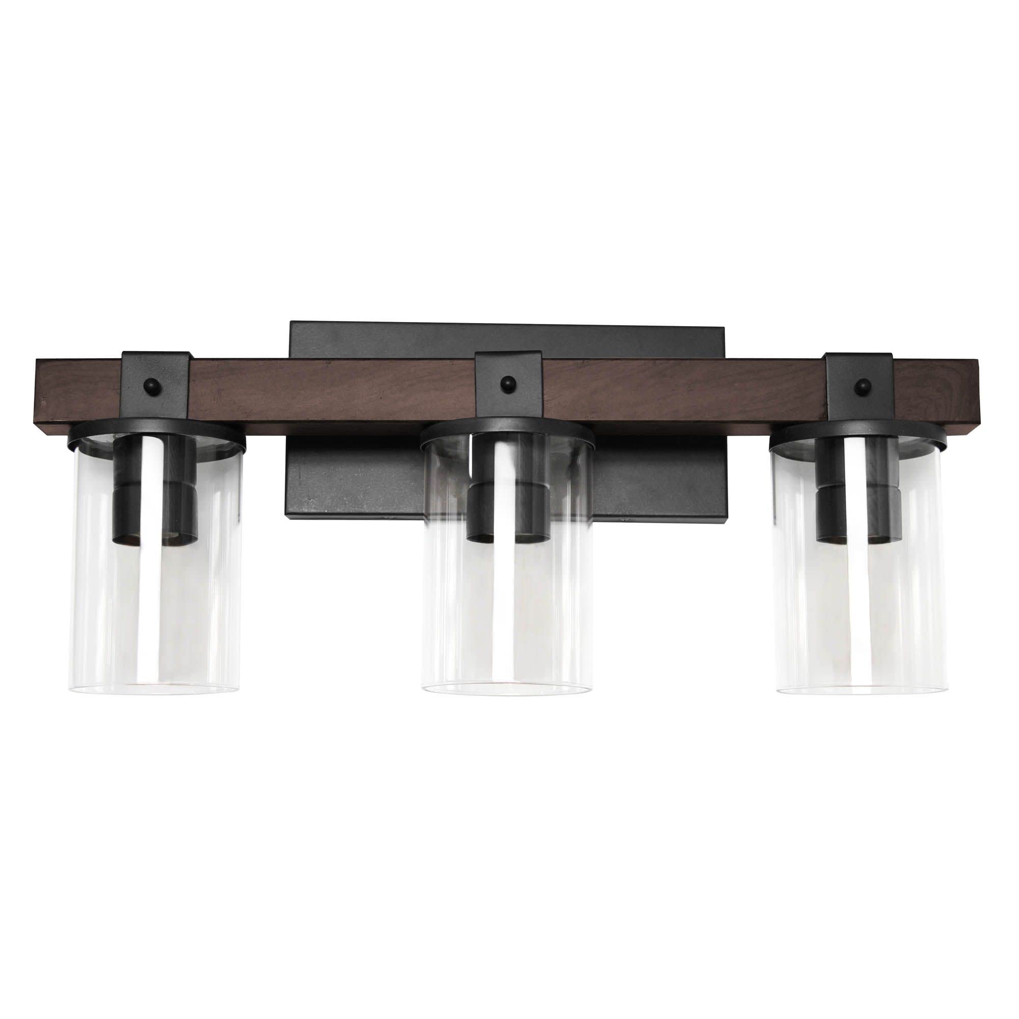 Elegant Designs VT1009-BWN Industrial Rustic Lantern 3-Light Bath Vanity, Metal, Brown, 22.25inL x 9.5inW x 5.5inH