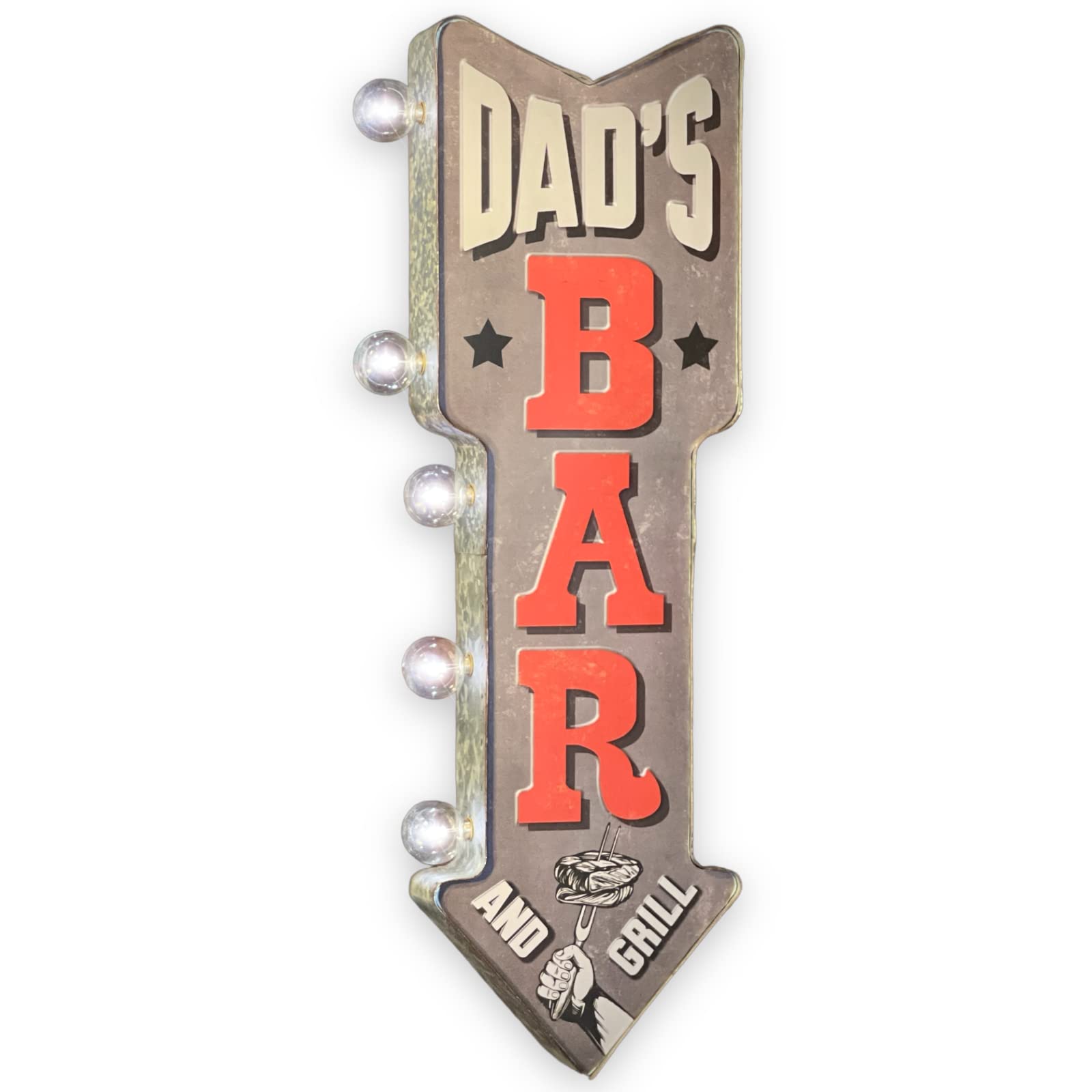 American Vintage Sign Co. Dads Bar Double-Sided Marquee Sign Metal LED Bulbs 26 x 3 x 8 inches Vintage Print