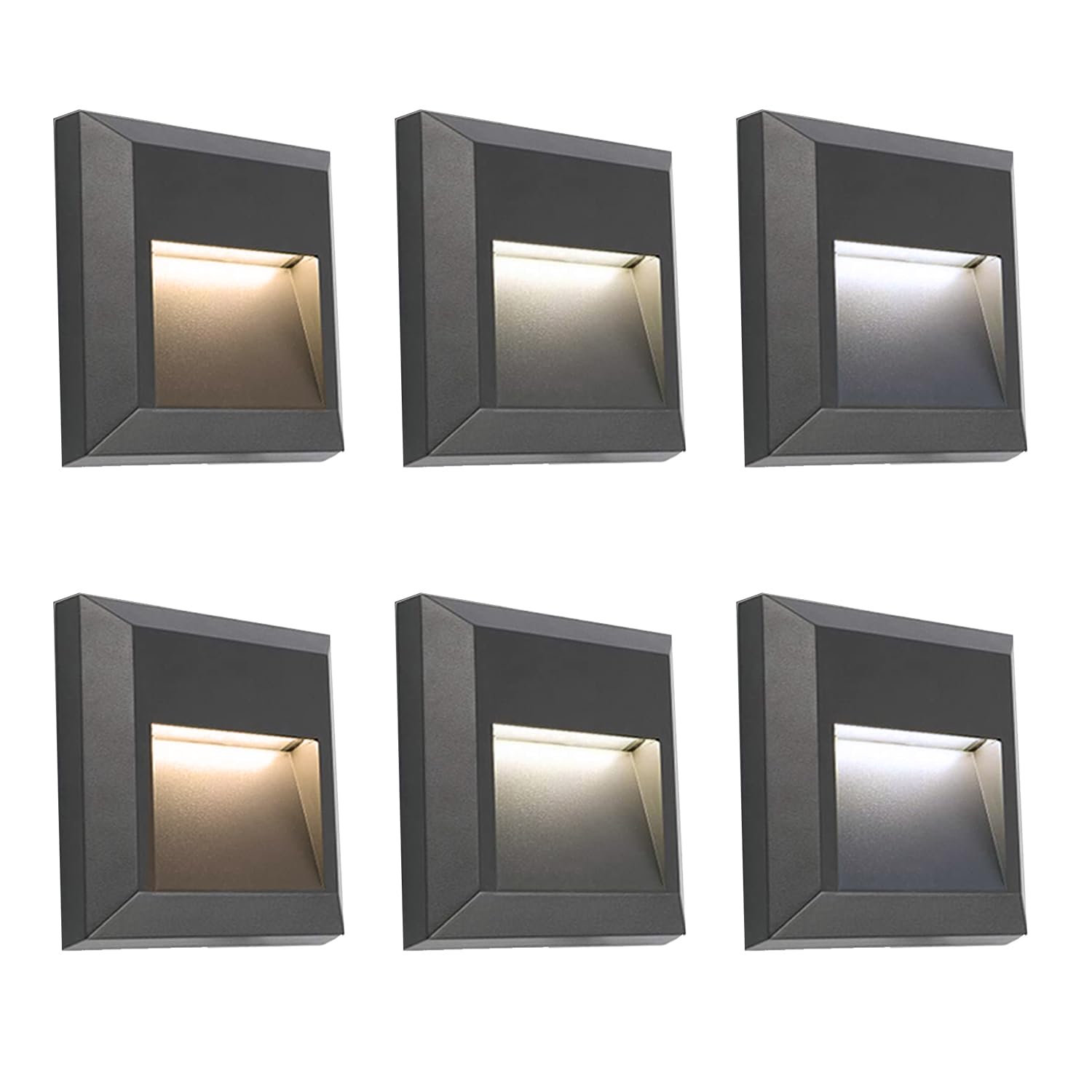 ZONK LED Indoor Outdoor Step Lights, Dimmable Upgraded 3 Color Landscape Pathway Stair Light, IP65 Waterproof Stairway Lighting,