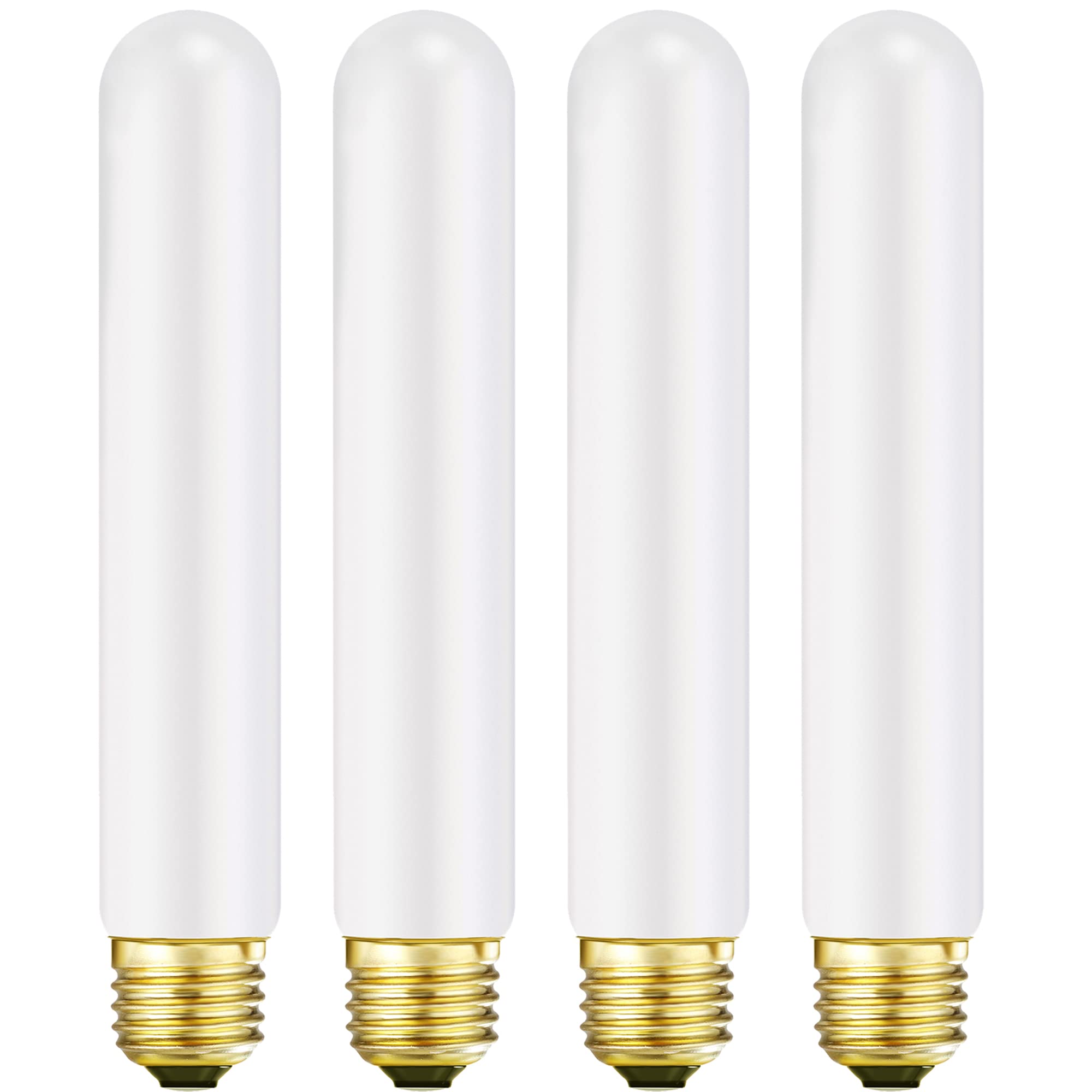 T10 Led Light Bulb 7.3Inch E26 Base Matt Opal Porcelain Warm White 2700K Dimmable Edison 6W Led Tubular Bulb,600Lm,60 Watt Equiv
