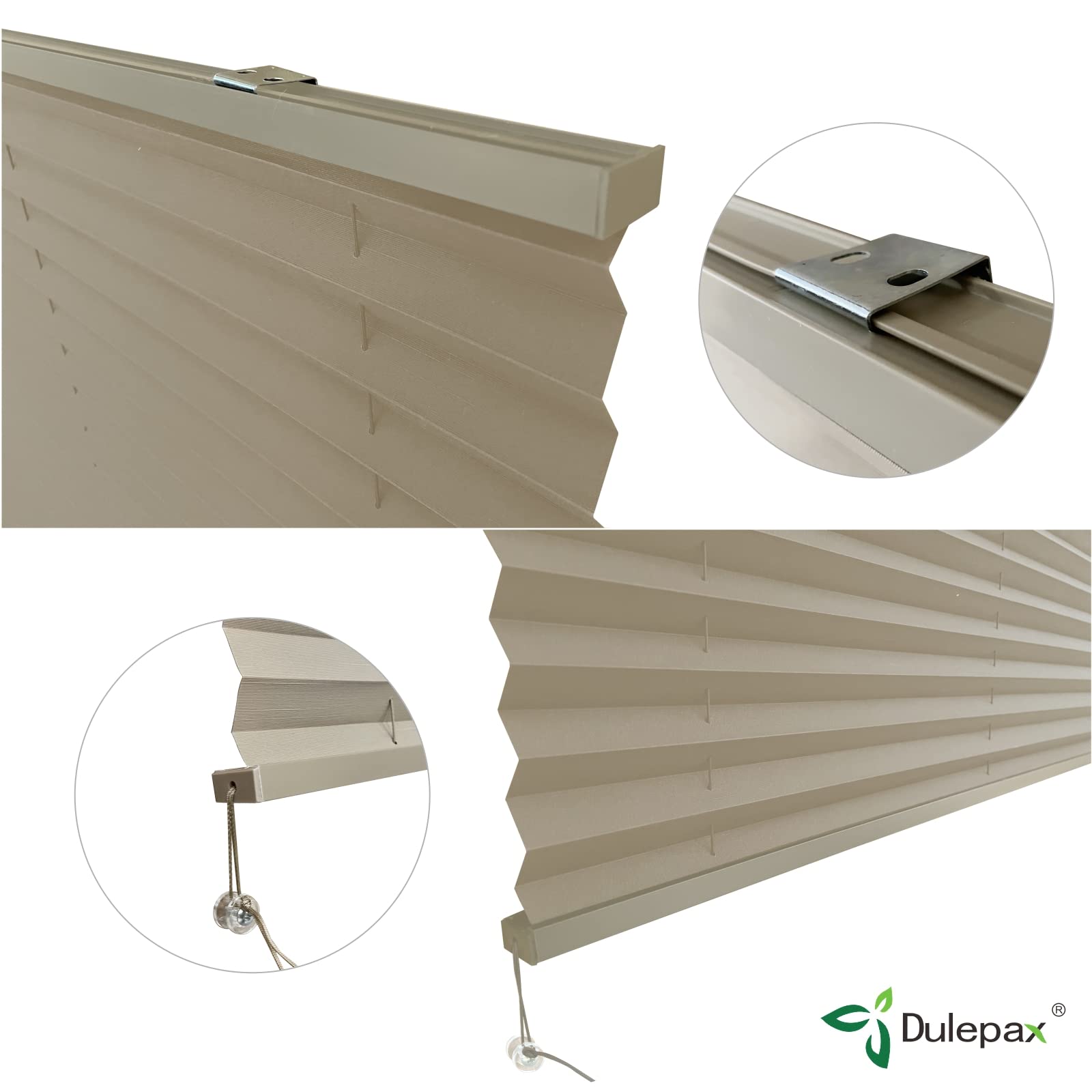 Dulepax Cappuccino RV Blinds - 26W x 50H Pleated Shades for Campers, Travel Trailers, Motorhomes