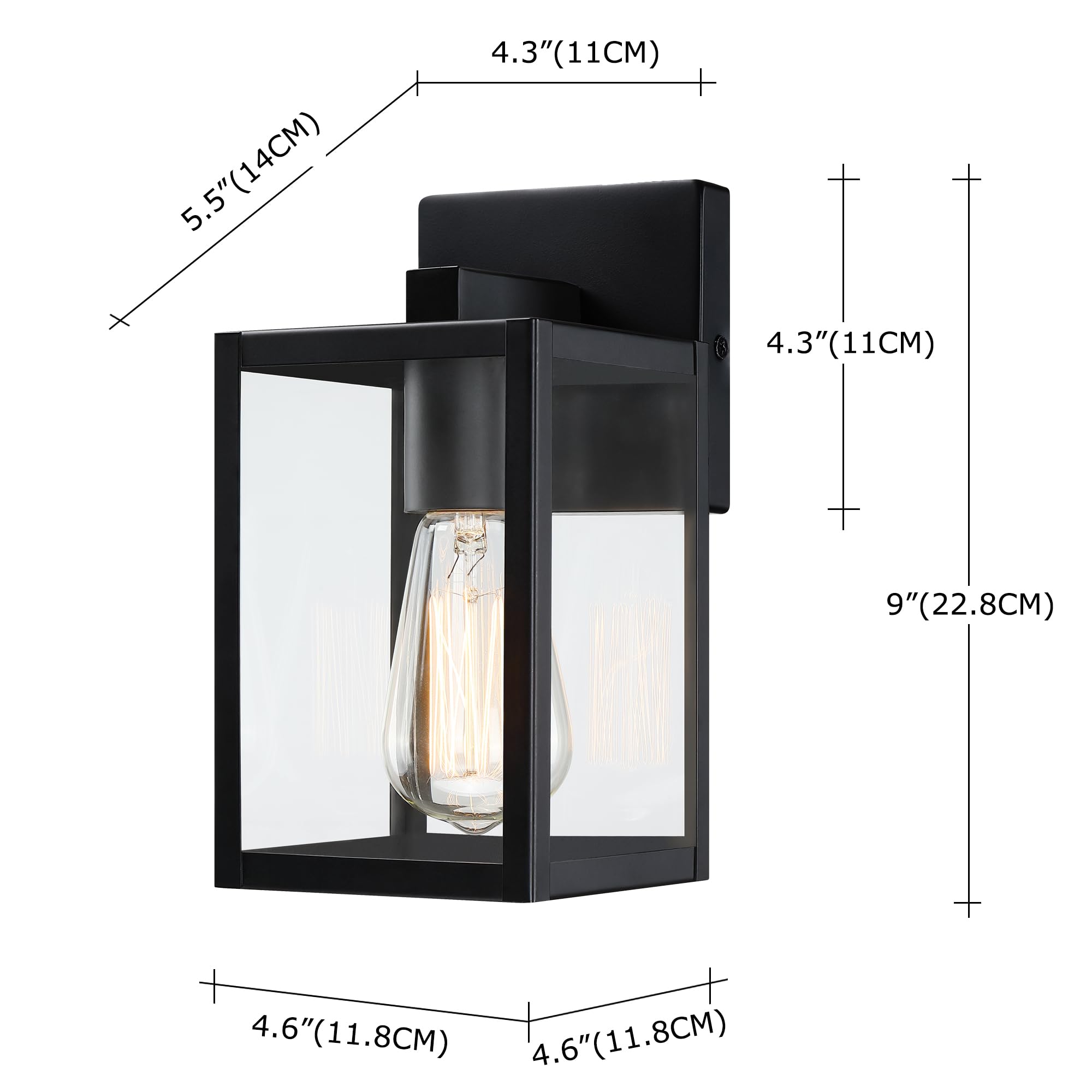 Faymart Lighting 2 Pack Small Outdoor Sconce Lights 10 Inch Outdoor Wall Lantern Light Exterior Sconce Metal And Glass Small Porch Light  Black Outdoor Lanterns For Front Porch Garage Balcony