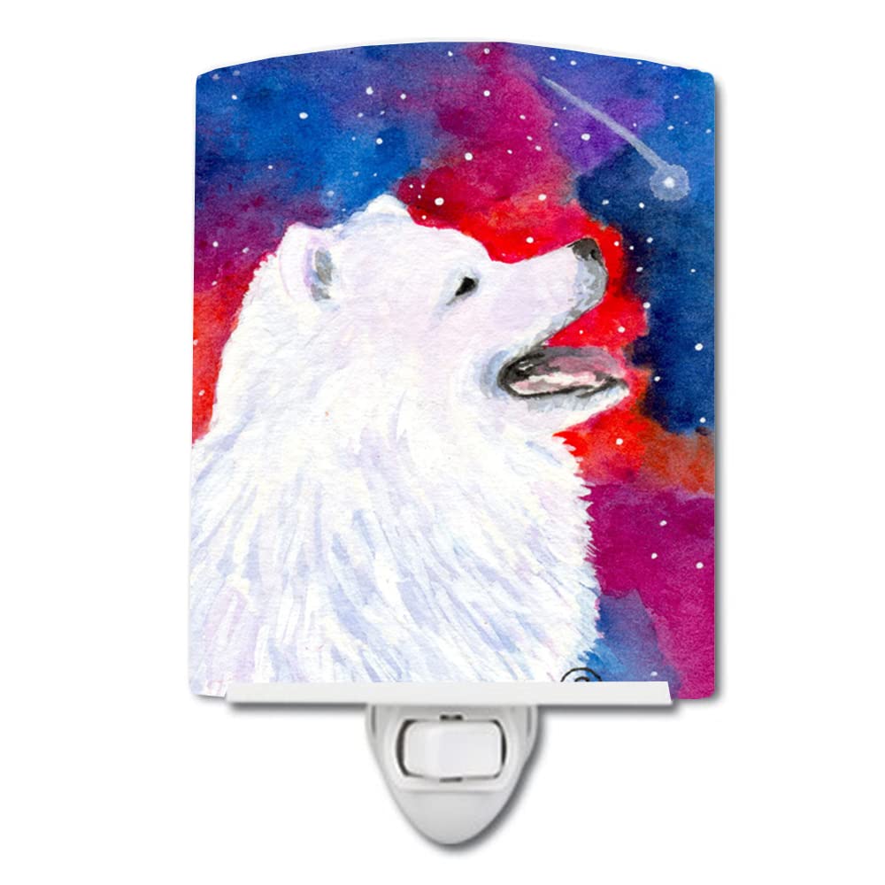 Carolines Treasures Ceramic Night Light, UL-Certified, 6x4x3 inches, Samoyed 8752 Model, Ideal for Bedroom, Bathroom, Nursery, Multicolor