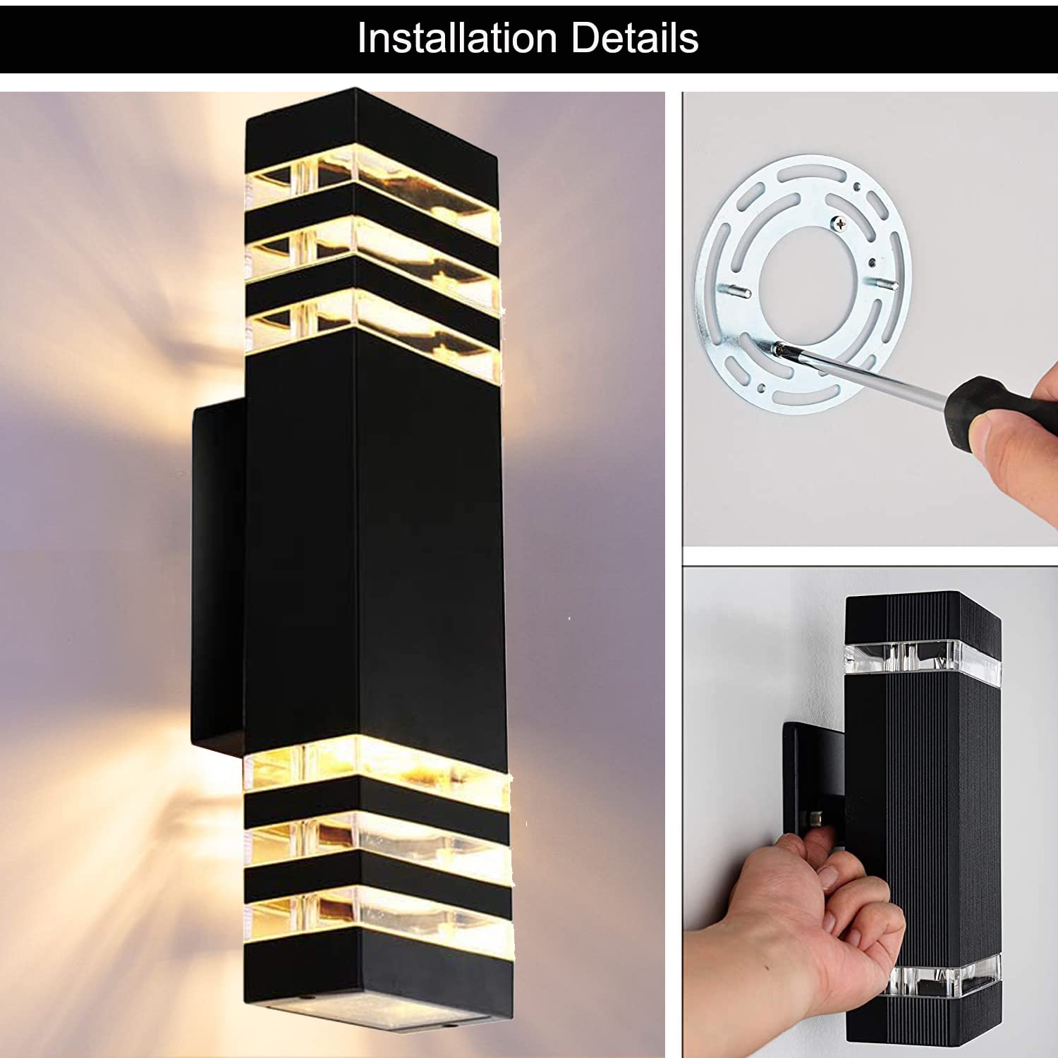 Superyofo LED Wall Lights 15inch 18W Aluminum 4000K Waterproof 2 Pack