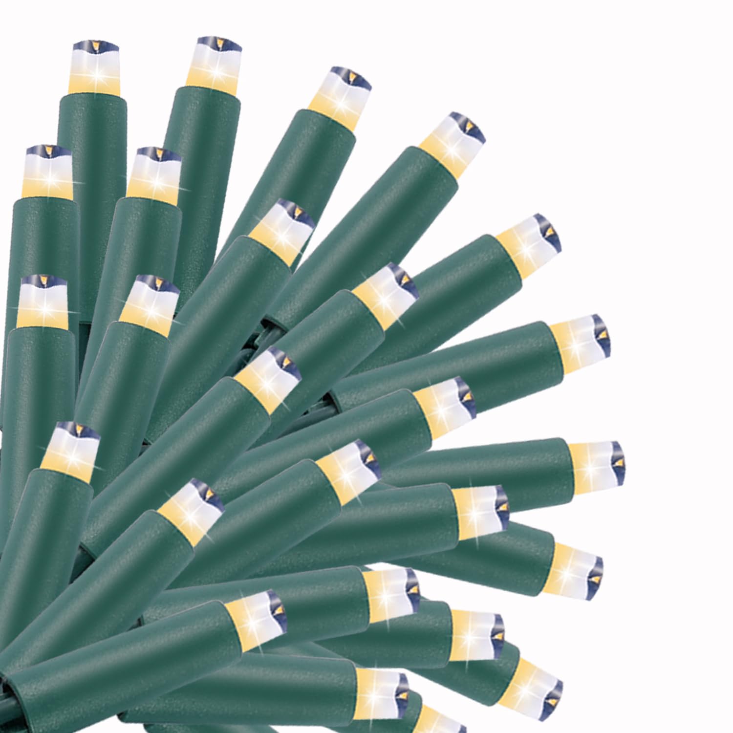 broulove Christmas Lights Outdoor 50 Count, 25 ft Christmas Lights Outdoor Indoor, Commercial Grade, Heavy Duty Green Wire, Warm White Light, 6 inches Spacing