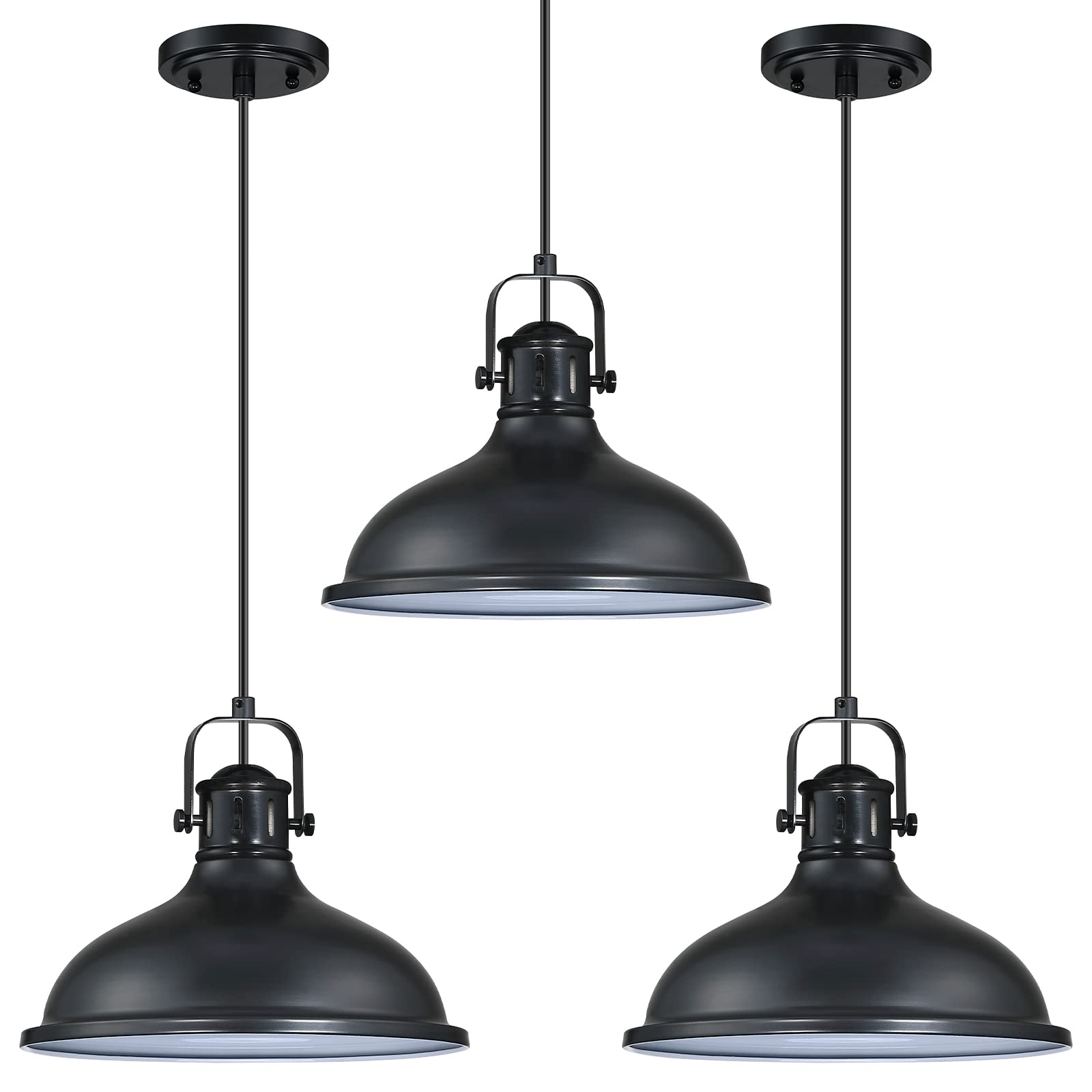 Doraimi Lighting 3 Pack 1 Light Pendant Light Industrial Vintage Fixtures Metal Chandelier Lights Painting Black Finish,Ceiling 