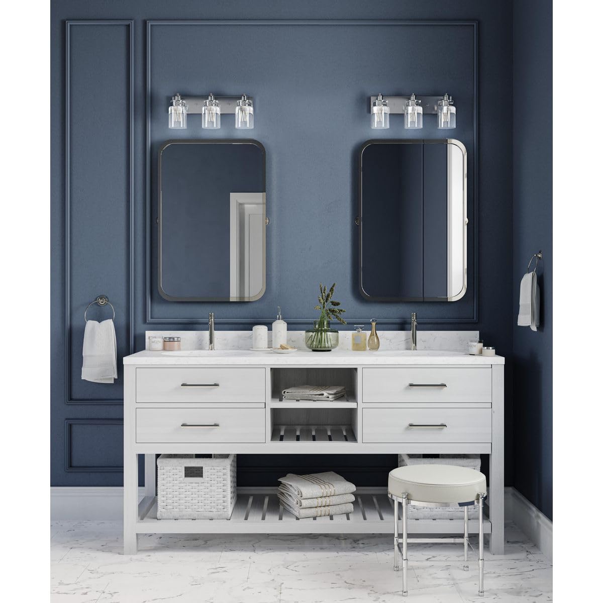 Progress Lighting 3-Light Bath Vanity Light, Clear Glass, Brushed Nickel, Alloy Steel, Model P300047-009