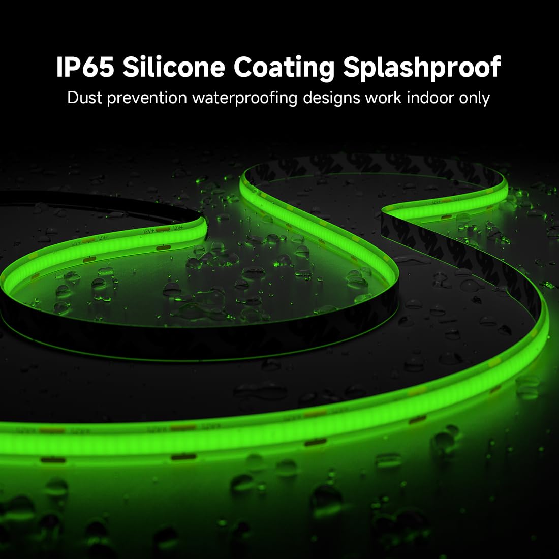 Btf-Lighting Fcob Ip65 Green Color Cob Led Strip 16.4Ft Dc24V 480Led/M 8Mm Width Flexible High Density Cri 90+ Dimmable Led Light For Home Indoor Decor(No Controller Or Adapter)