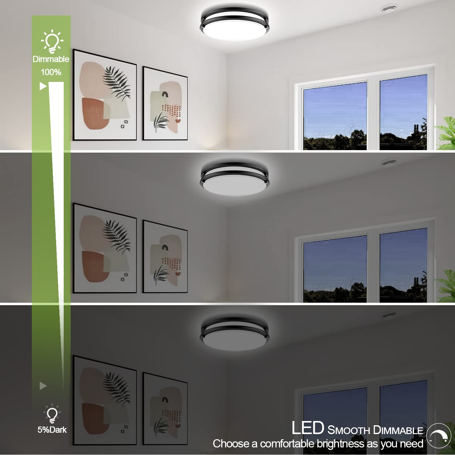 Yogaret 13&quot; Led Ceiling Light, 40W Dimmable, 4000 Lumens, 3000K/