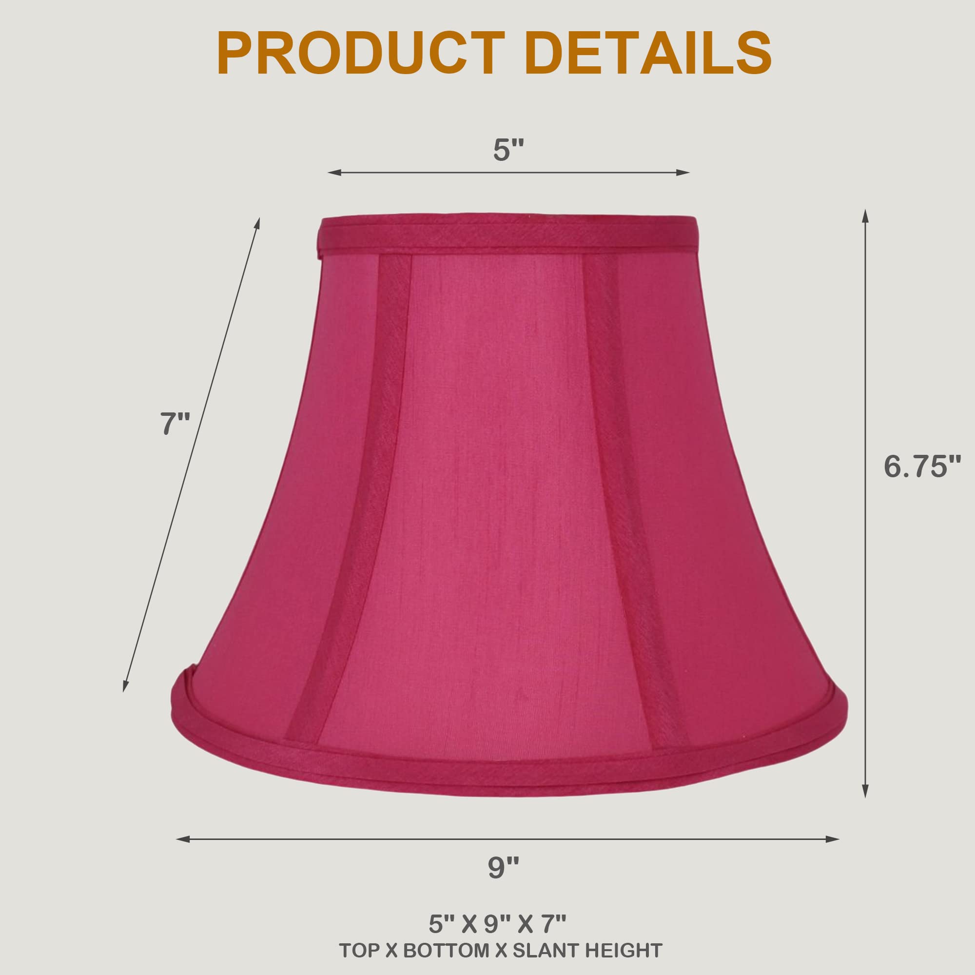 Urbanest Softback Bell Lampshade Set Of 2, Faux Silk, 5X9X7, Fuchsia, Spider-Fitter