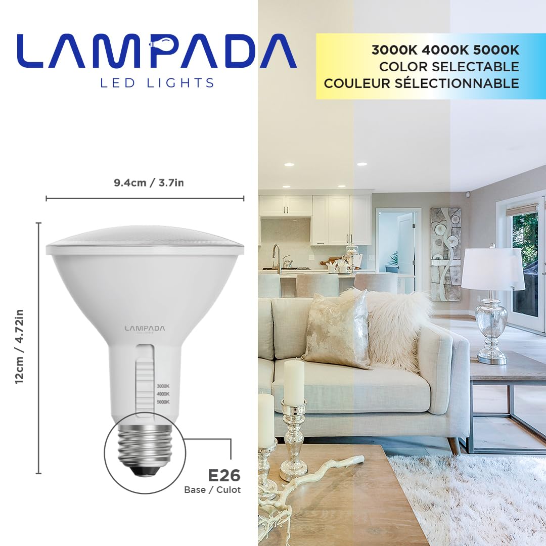Lampada Par30 Long Neck Dimmable Led Bulb, 11W (75W Equivalent), 800 Lumens, Color Selectable, 3000K, 4000K, 5000K, 3Cct, Spot L