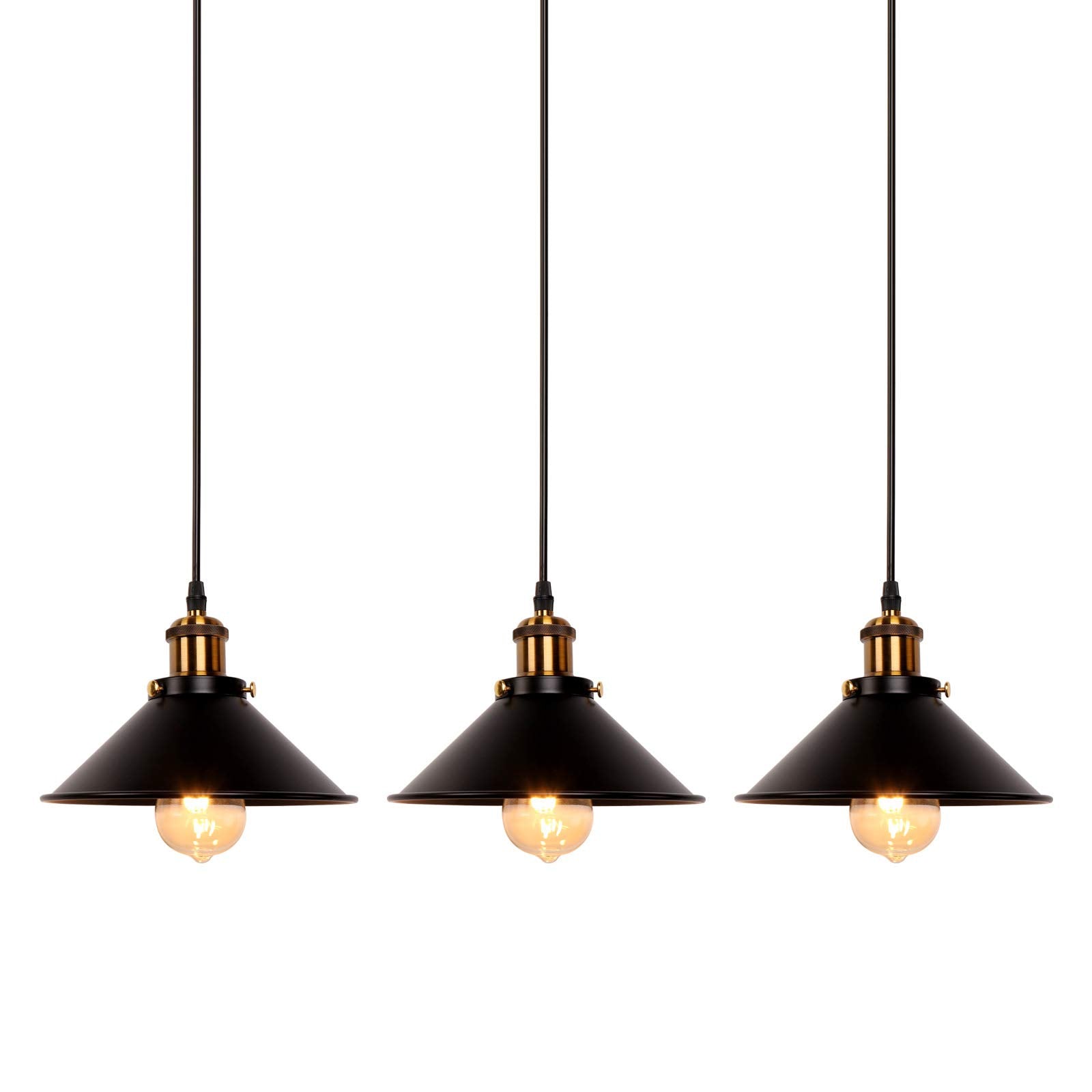 Newrays Pendant Light - Industrial Retro Black Iron - 3 Pack - Model PD2020-3