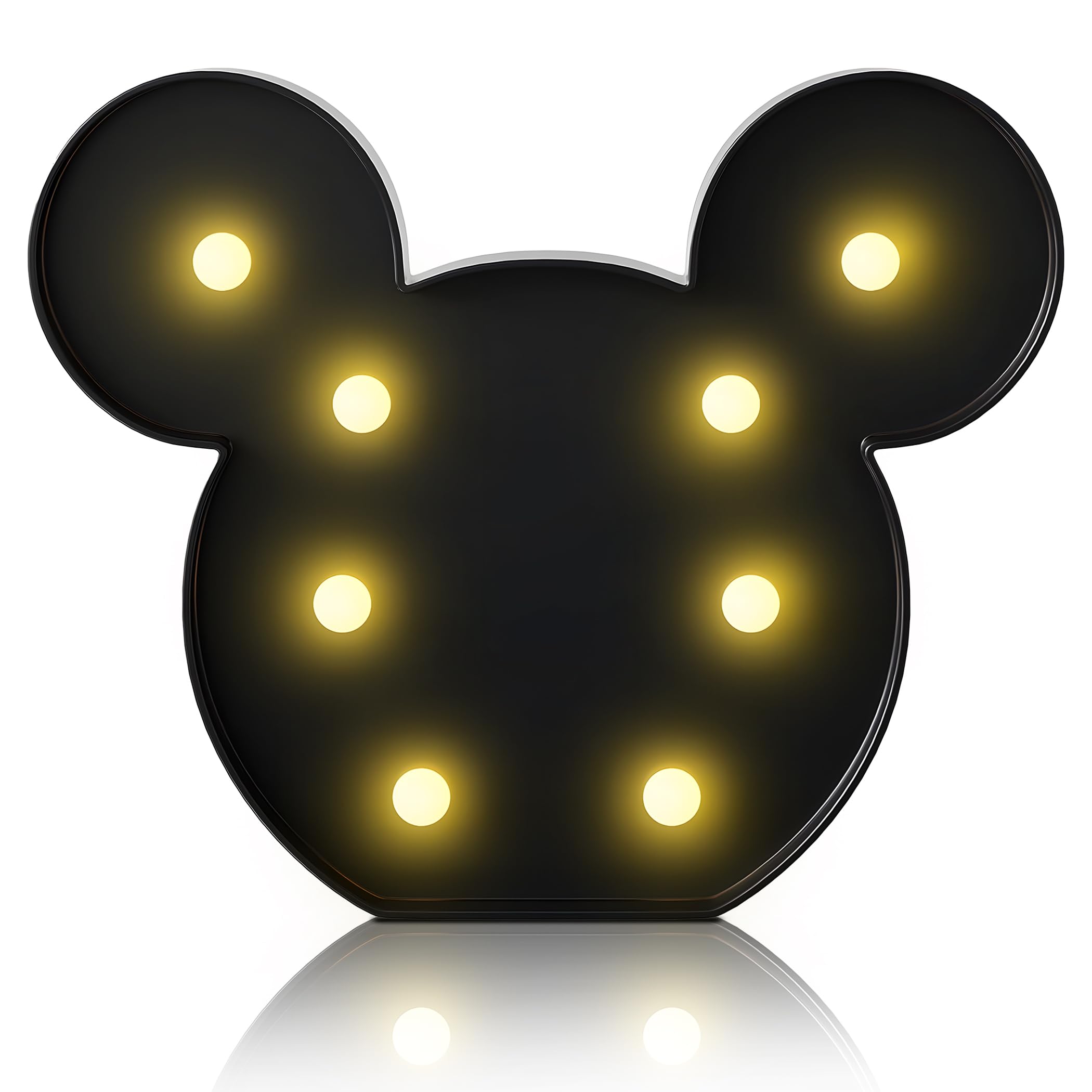 YiaMia Black Mouse Night Light for Kids, Battery Powered Mouse Decor, Mouse Birthday Decorations for Bedroom, Kids Room Decor, W