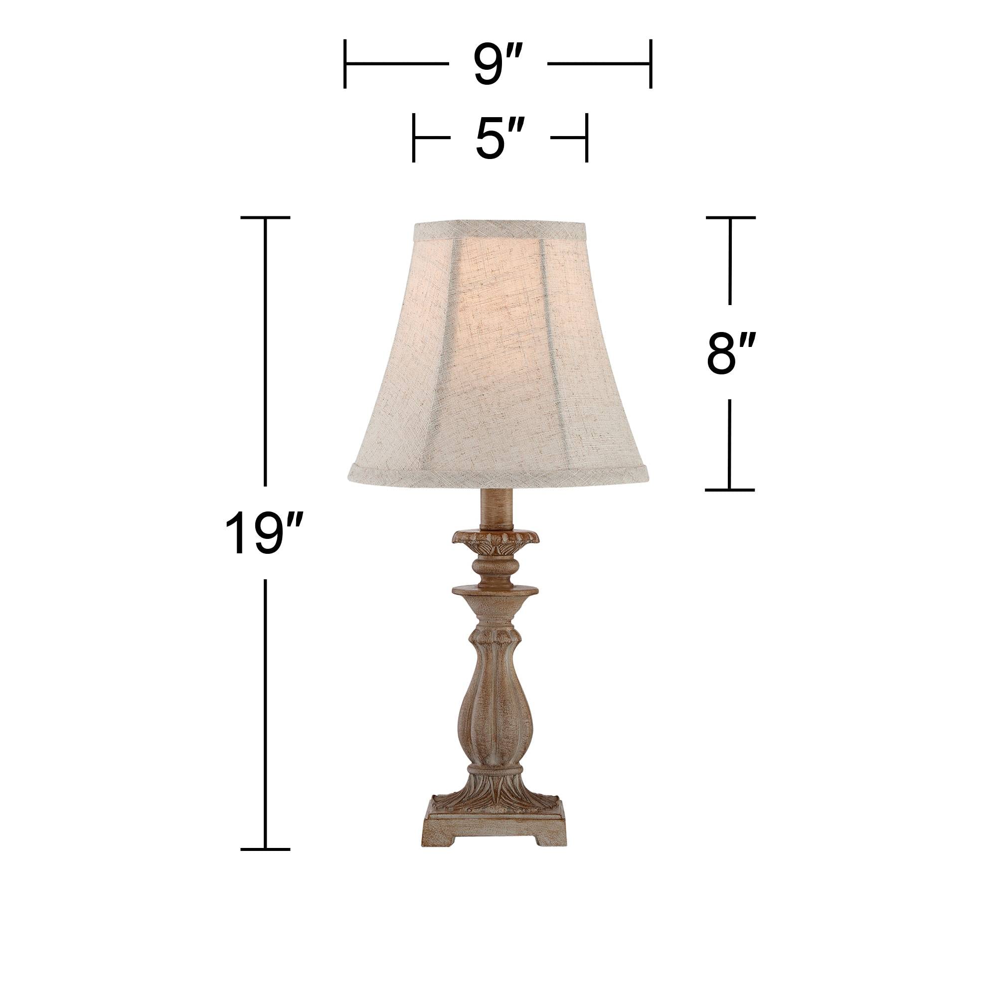 Regency Hill Cali Traditional Vintage Accent Table Lamps 19'' High Set Of 2 Antique Beige Off-White Bell Shade Candlestick For L