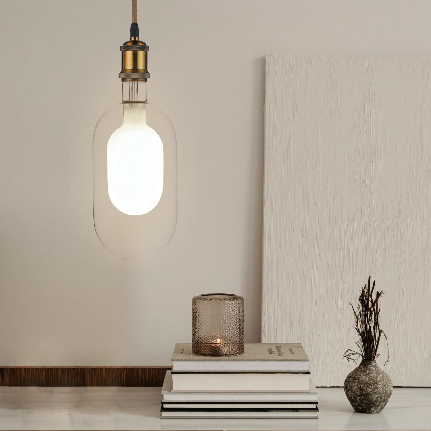 WHFIALUX Oversized Vintage LED Light Bulb, T40 T125 Clear Glass, 6W Dimmable 2700K Warm White, E26 Base