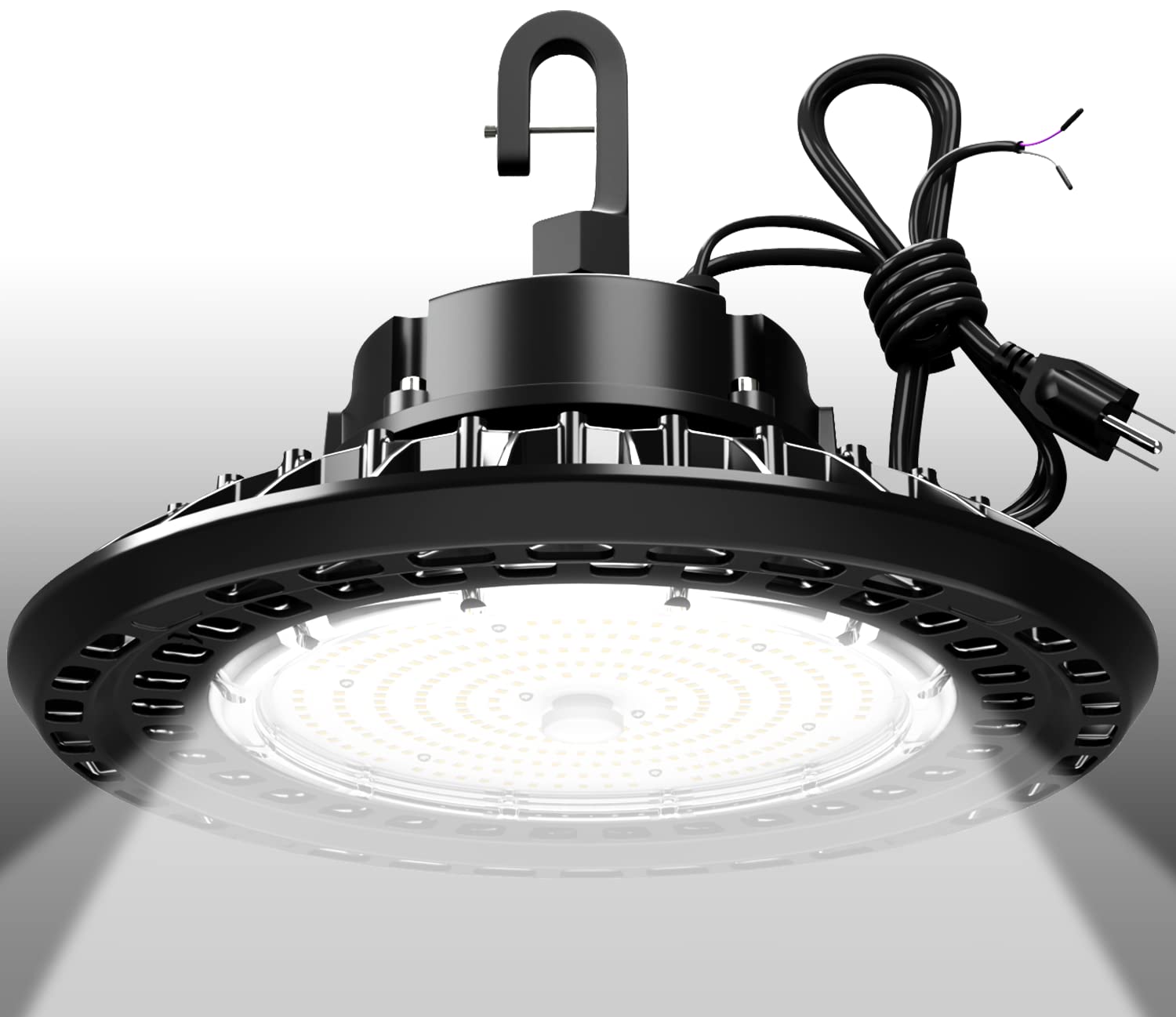 G GJIA UFO LED High Bay Light 200W 30000LM 5000K DLC/ETL Listed Commercial Lights 150LM/W 0-10v Dimmable High Bay LED Light IP65