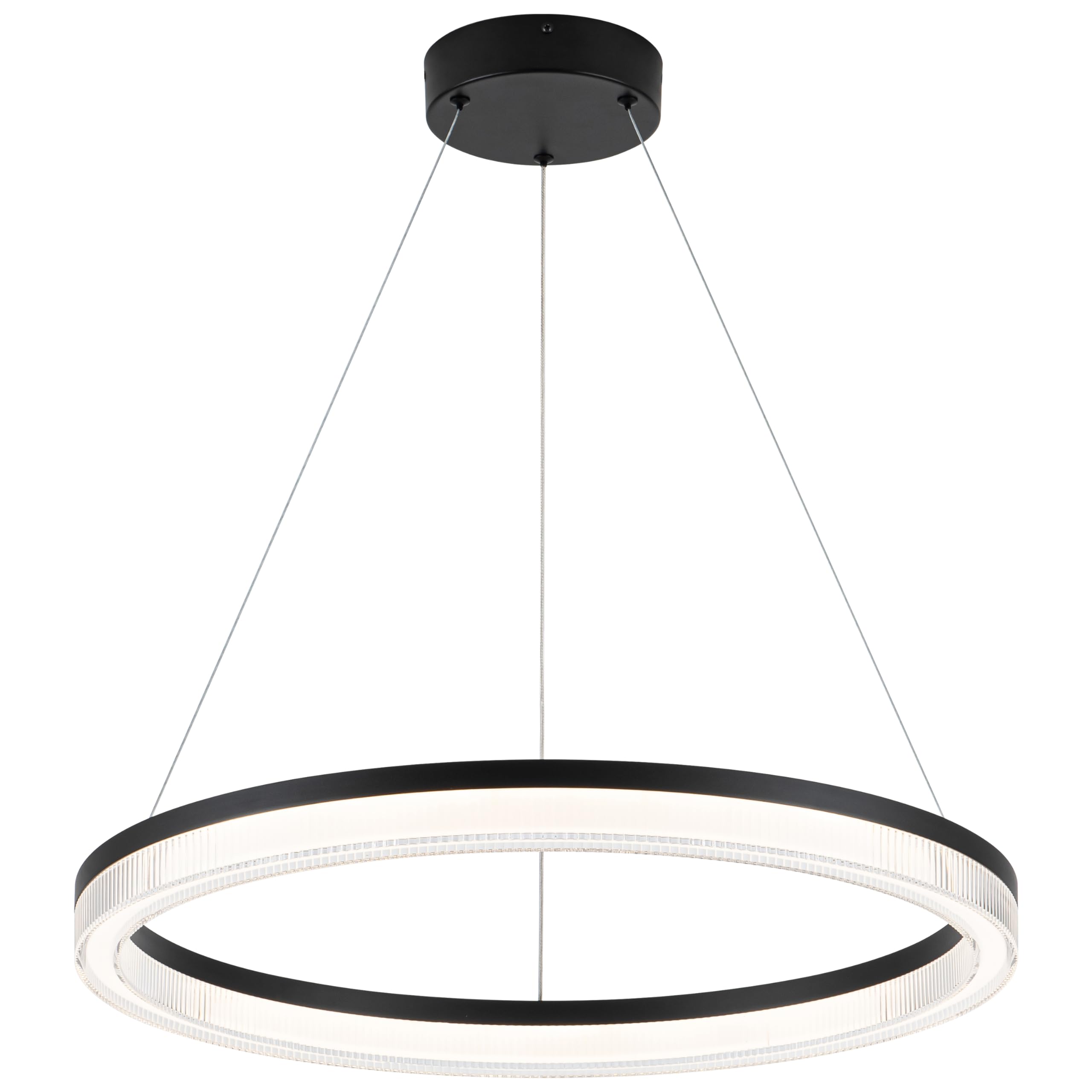 Sunmoo Modern Black Led Pendant Light,36W Dimmable Led Chandelier Lighting Fixture, 1 Ring Circular Hanging Led Pendant Lighting