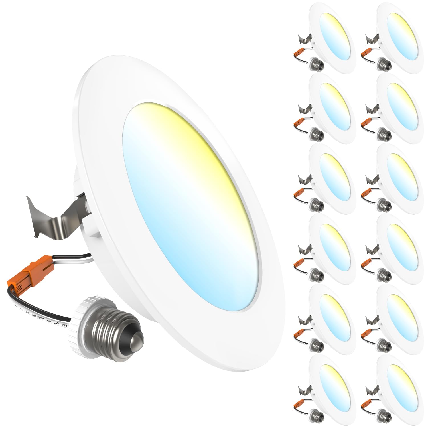 Sunco 12 Pack 4 Inch LED Flat Recessed Light, Retrofit Ceiling Can Lighting, 800 LM, Selectable CCT 2700K/3000K/4000K/5000K, Dim