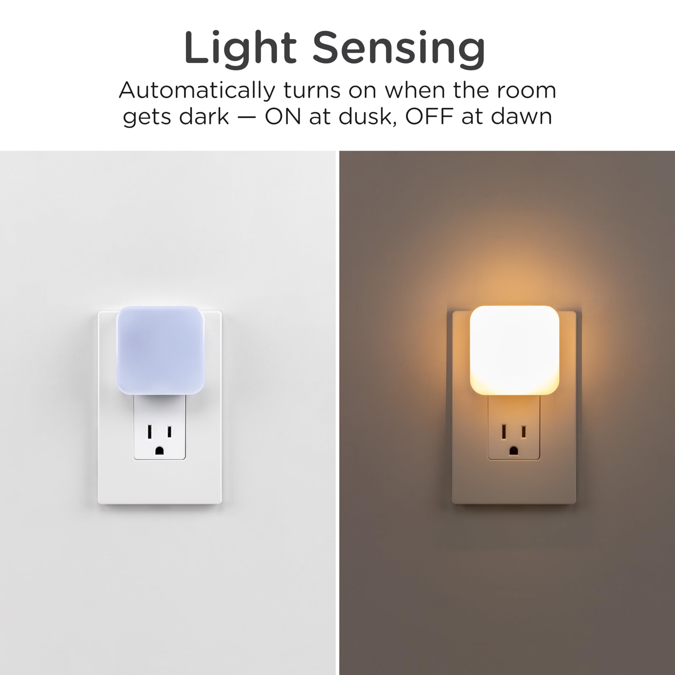 Lights By Night Dimmable LED Night Light, 4 Pack, White, Plug-in with Dusk to Dawn Sensor, Model 82180, Adjustable Ambient Lighting
