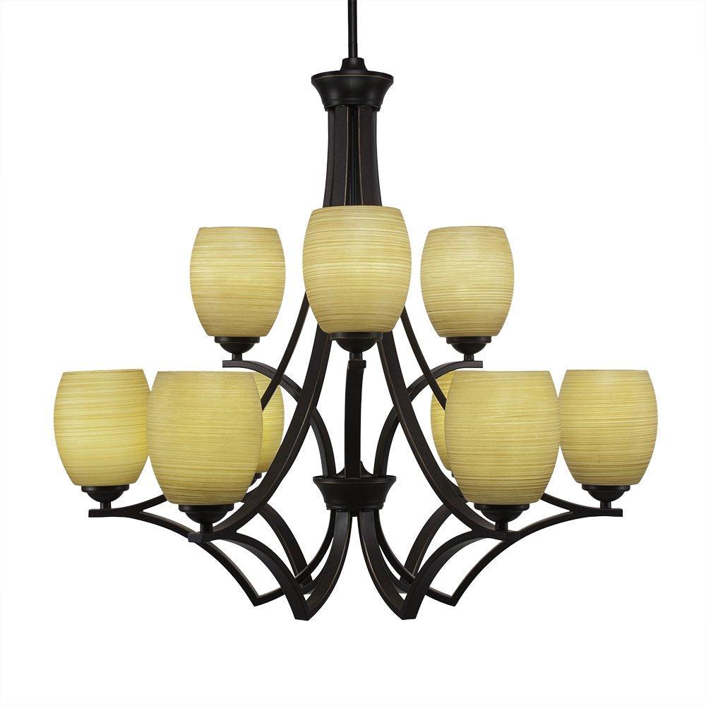Toltec Lighting Zilo 9 Light Chandelier in Dark Granite (569-DG-625)