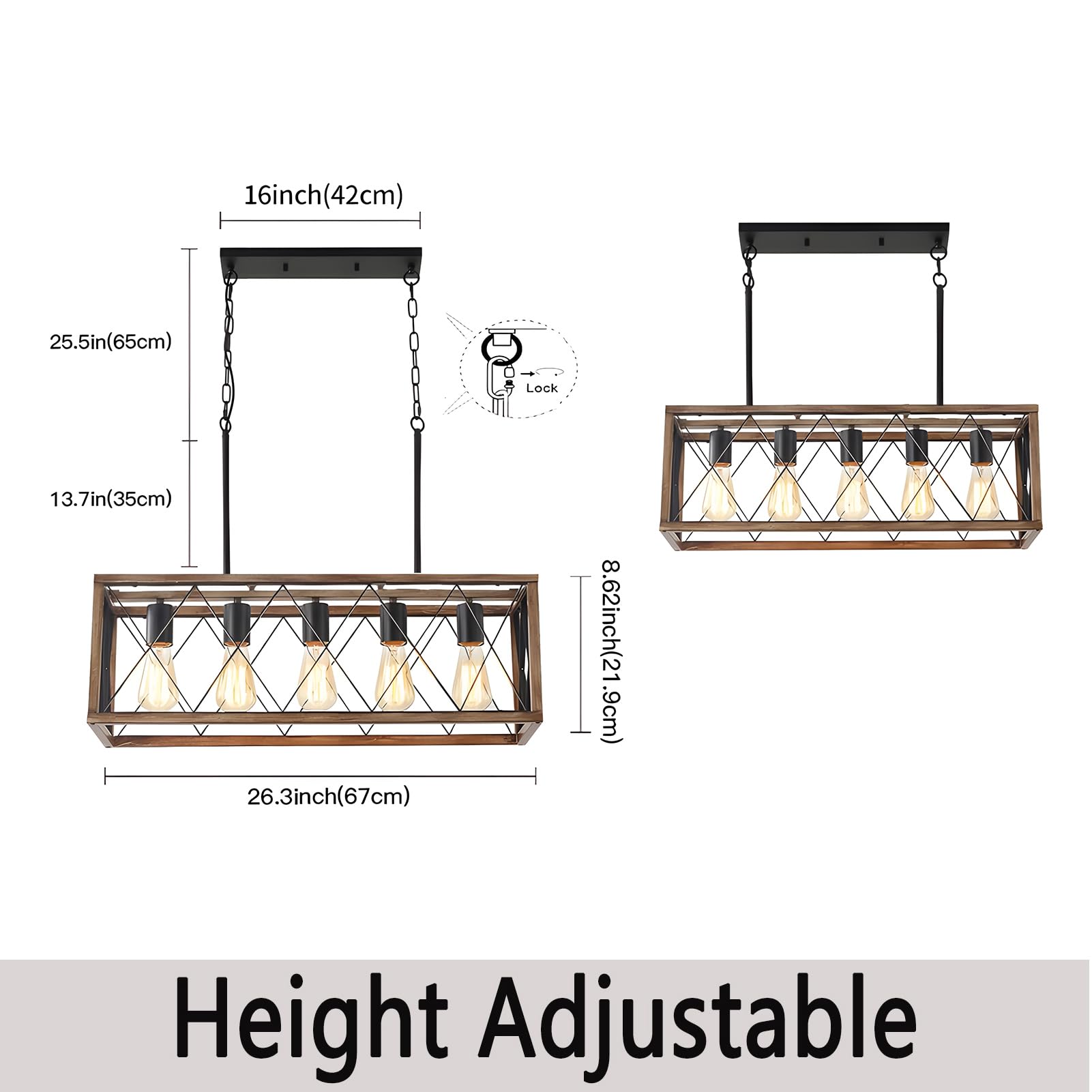 Mueof Farmhouse Light Fixtures,5-Light Dining Room Light Fixture,Height Adjustable, Industrial Metal Kitchen Pendant Lighting Ov