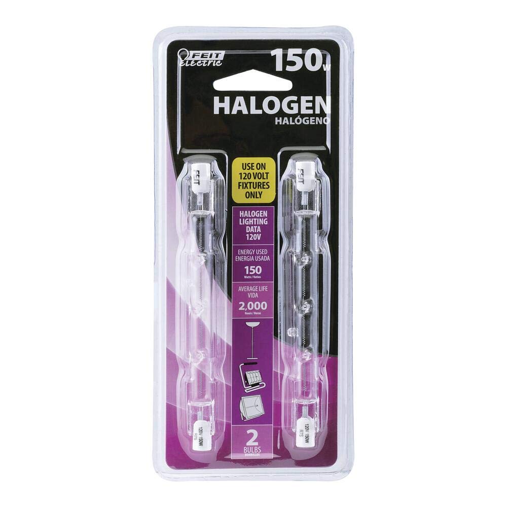 Feit Electric 150W Outdoor Halogen Worklight, 2 Pack, Glass, Model BPQ150T3/CL/2