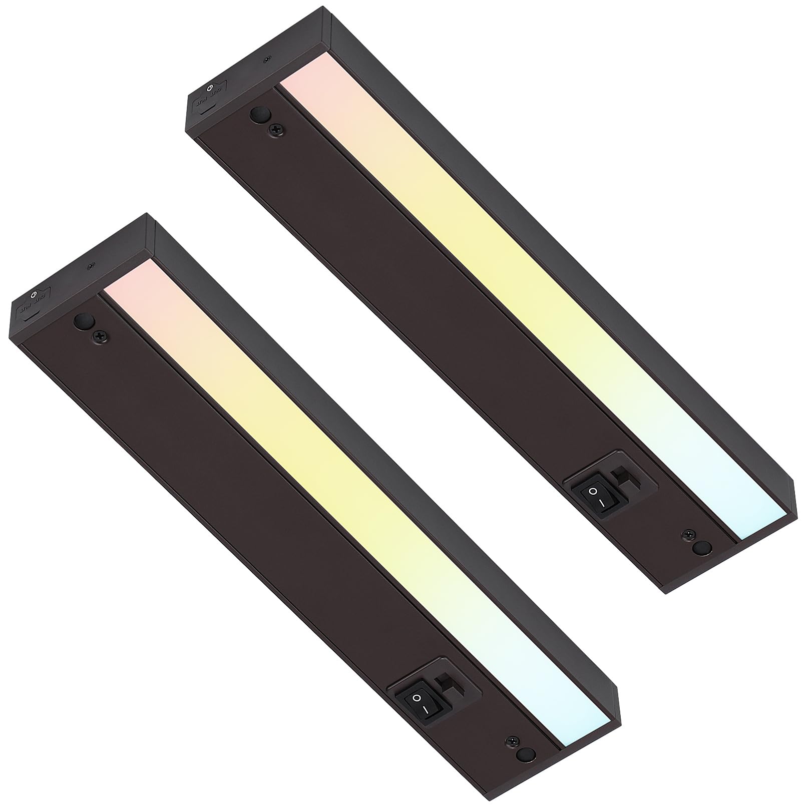 TORCHSTAR LED Under Cabinet Lighting 8W 540LM 3CCT 12 Inch Bronze Aluminum Hardwired & Plug-in 2 Pack