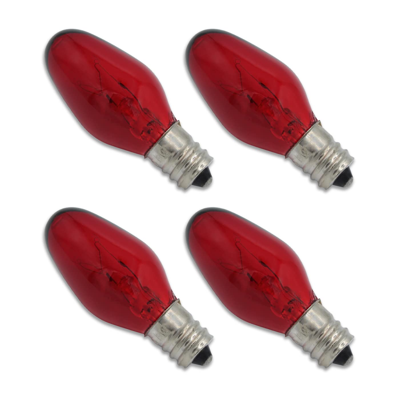 lumenivo C7 Night Light Bulbs 7W Red Candelabra Base 4 Count Decorative Indoor Lighting