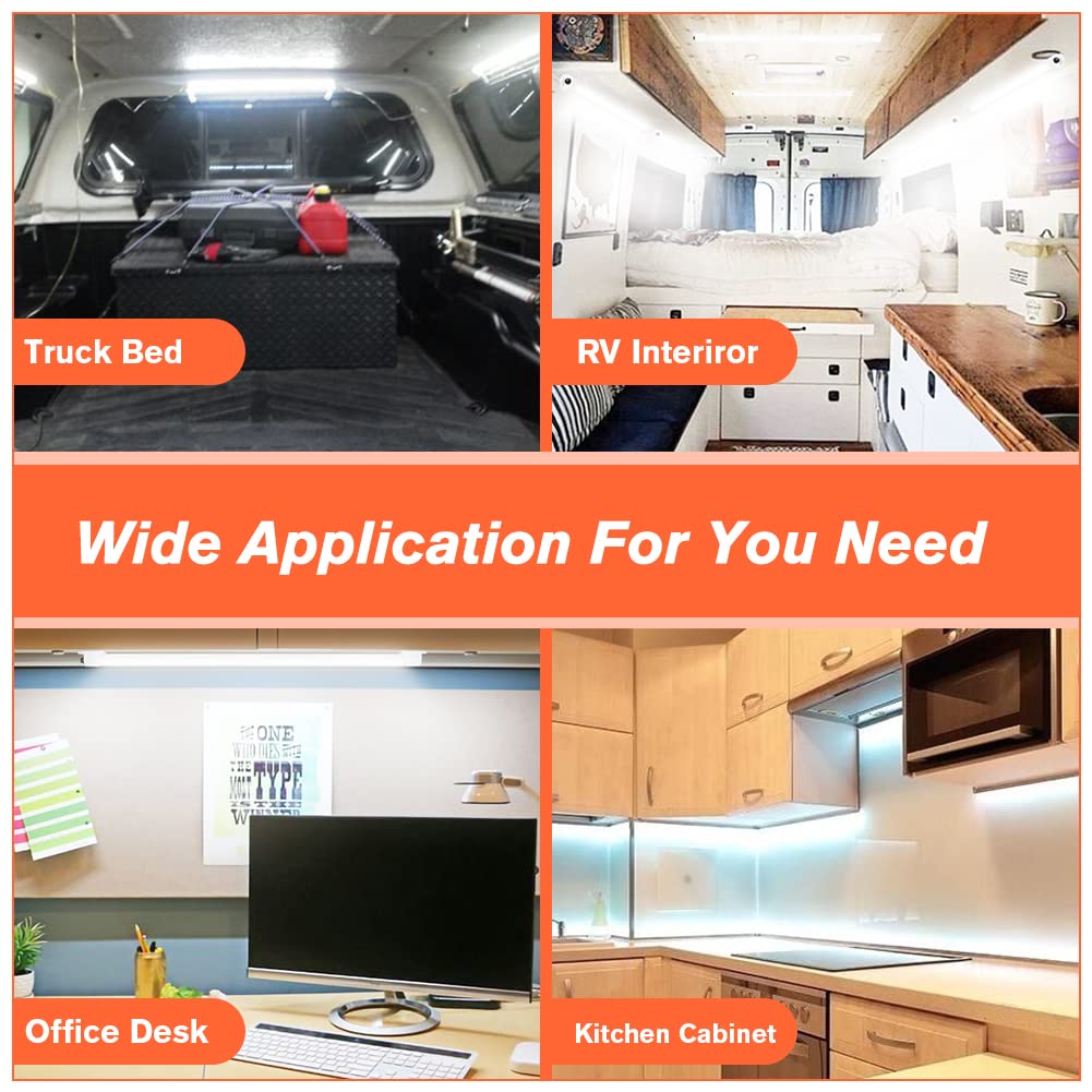 12V Interior Led Light Bar, Dc 12V Led Light Strip W/Switch For Car, Trailer, Truck Bed, Van, Rv, Cargo, Boat, Cabinet, Slim Enc