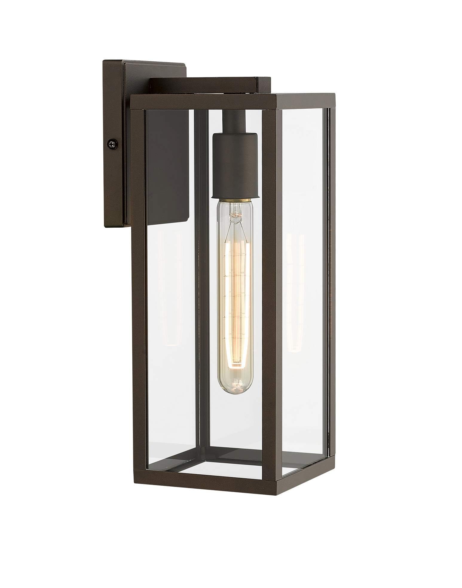 Bestshared Outdoor Wall Lantern  13.4 Inch Tall Wall Sconce Light  Anti-Rust Modern Outside Lamp Light Outside Patio Lighting  Exterior Lighting for Front Porch (ORB  1 Pack)