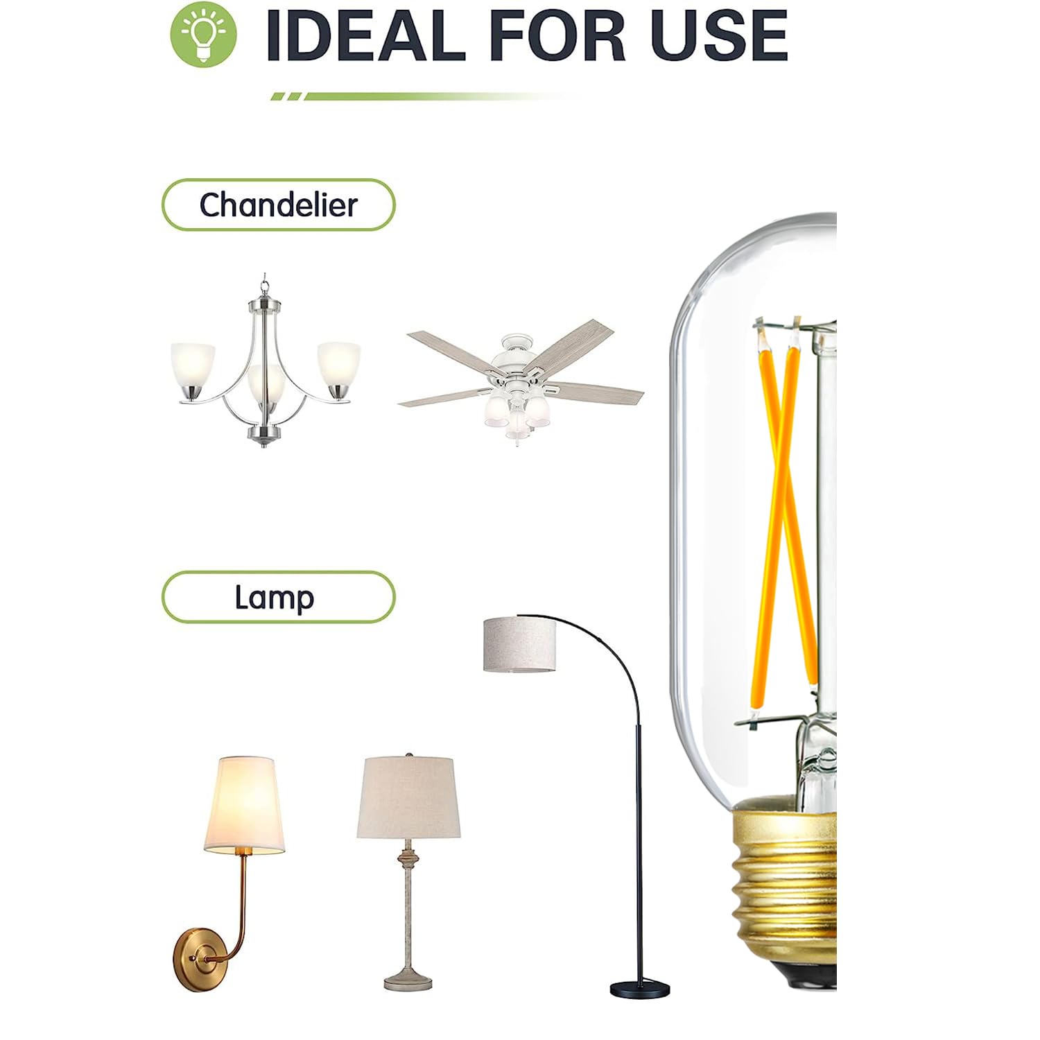 Leools T14 Led Bulb,6W E26 Led Bulb Dimmable Equivalent E26 Bulb 60 Watt,Neutral White 4000K E26 Edison Bulb,Ac120V,650Lm,Cri90,