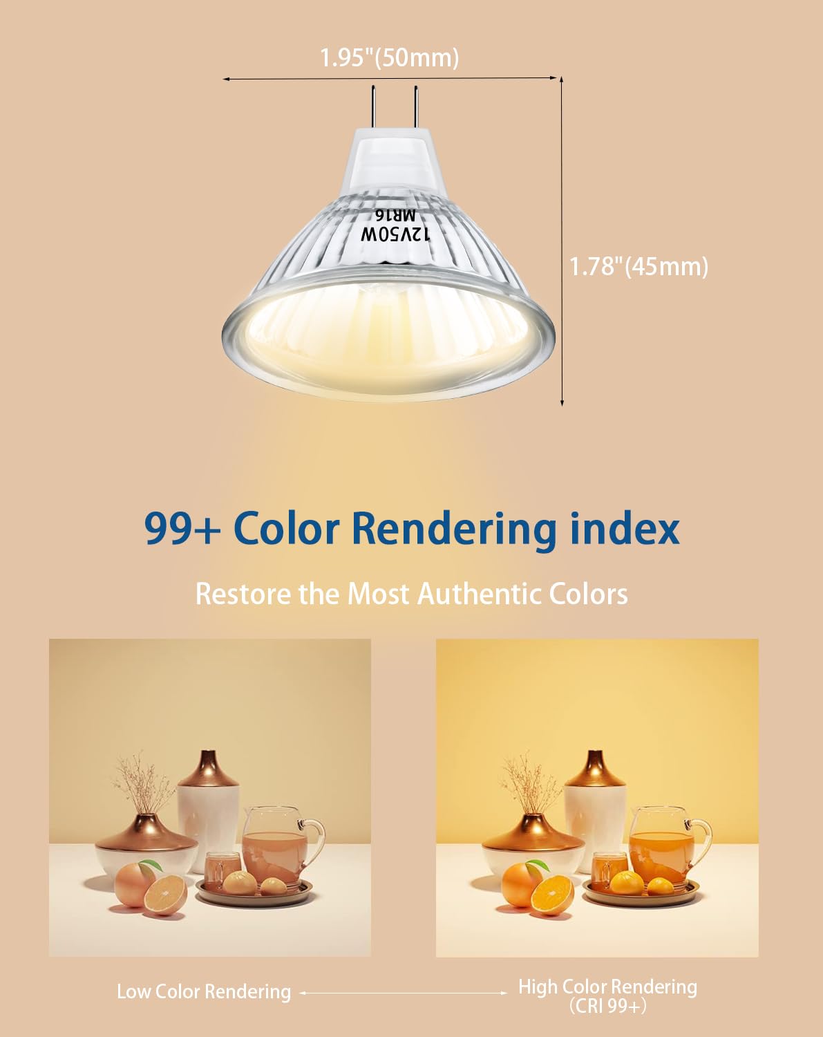 Ragfoz Mr16 Halogen Bulb 12V 50W,Halogen Light Bulbs 2 Pin 50W 12V, Gu5.3 Track Light Bulbs For Landscape Lights, Track Lights,
