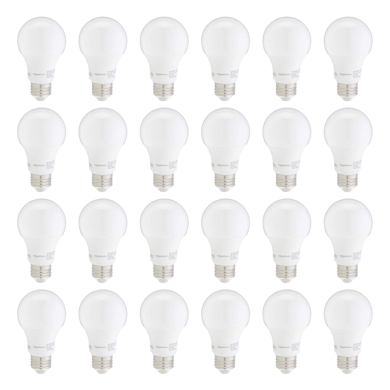 Amazon Basics Non-Dimmable Led Light Bulbs, Long Lasting, 9W, E26 Base, 5000K Daylight White, A19, 60W Equivalent, 24-Pack