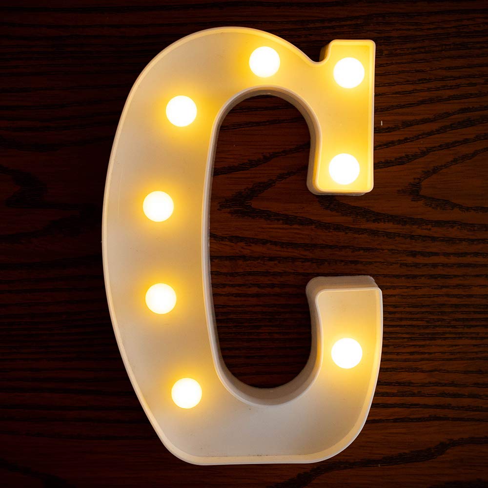 Yorulory LED Letter Lights Sign Letters Light Up Letters Sign for Night Light Wedding Birthday Party Battery Powered Christmas Lamp Home Bar (C)