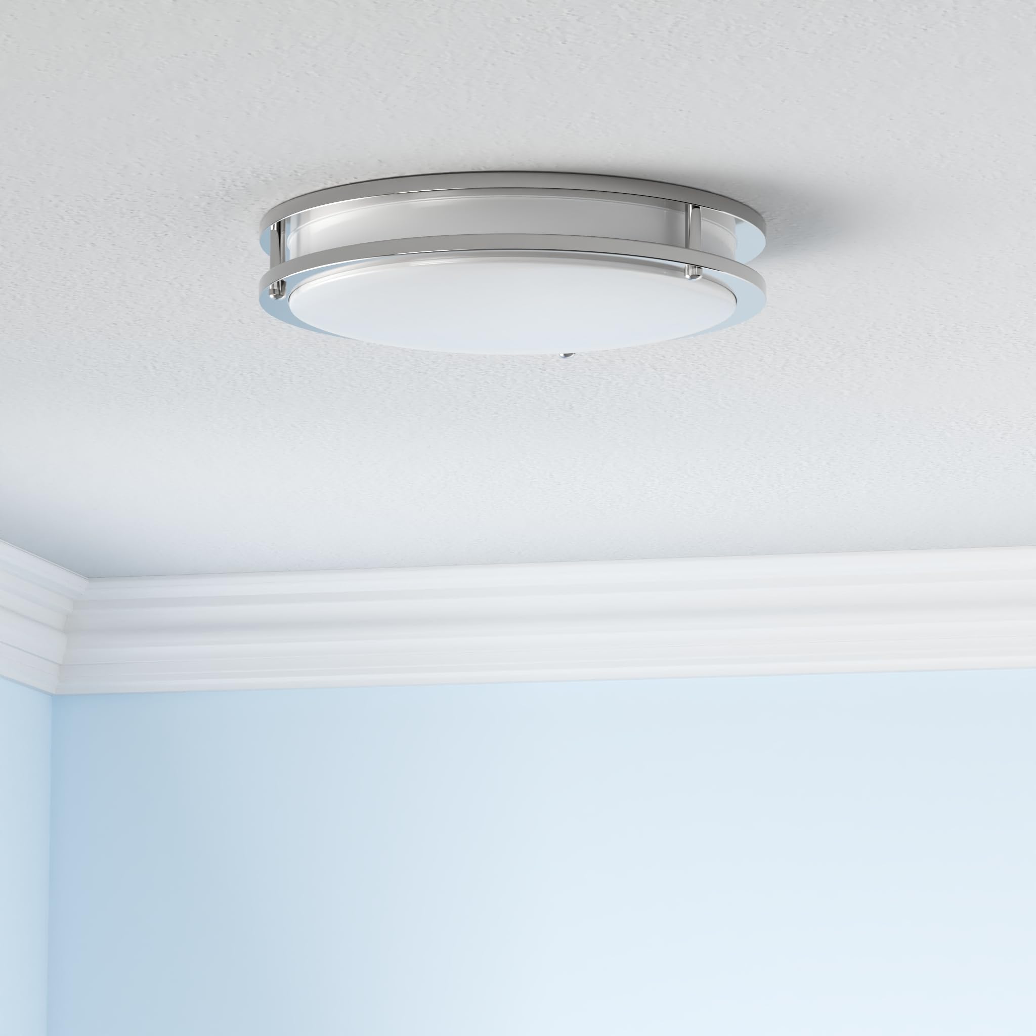 16 Inch 50W Led Ceiling Lights, Dimmable Brushed Nickel Flush Mount Ceiling Light, 2700K/3000K/4000K/5000K/6500K Adjustable, 540