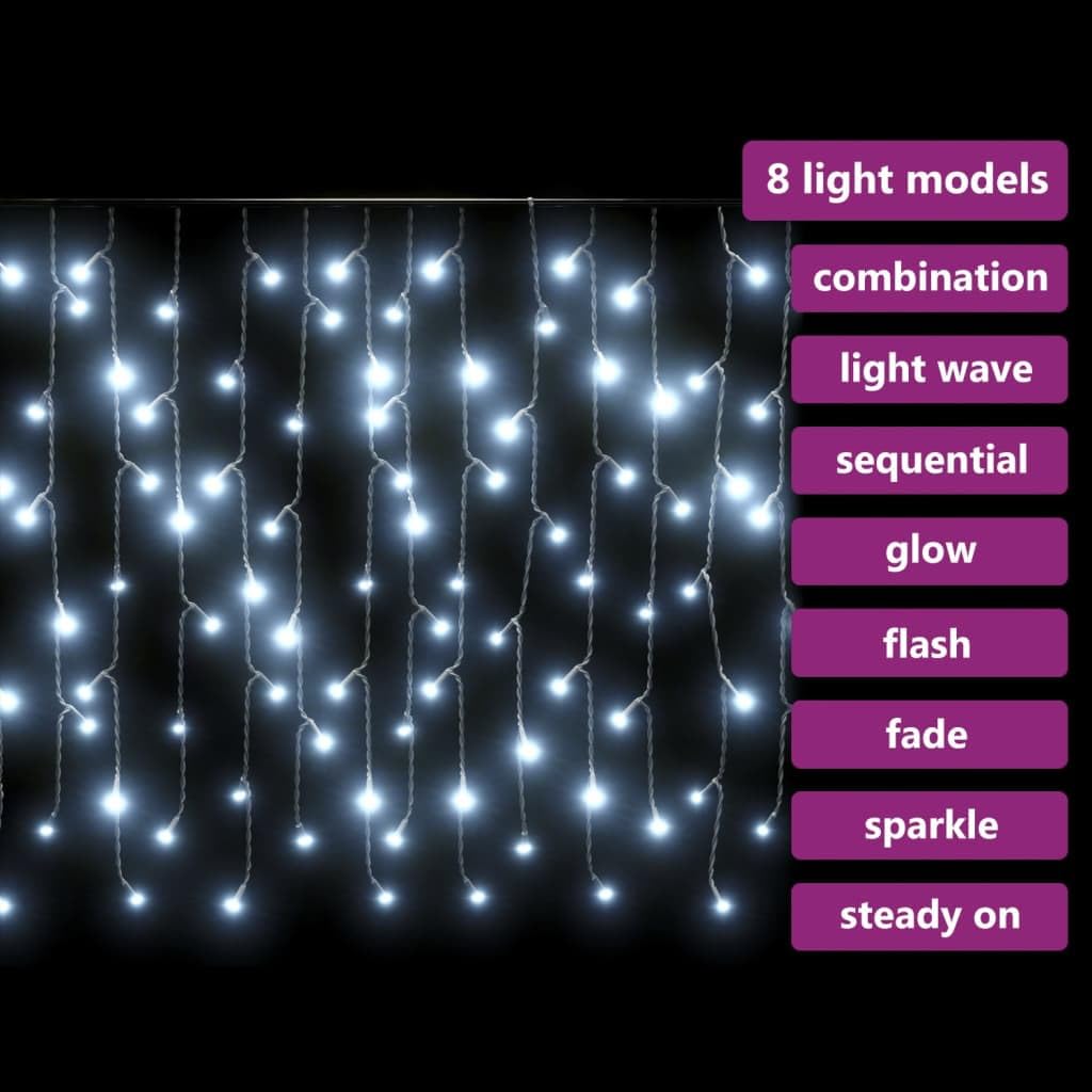 vidaXL LED Curtain Icicle Lights, 400 LEDs, USB Connection, 393.7in Length, Colorful, Model 328915, Indoor/Outdoor Use
