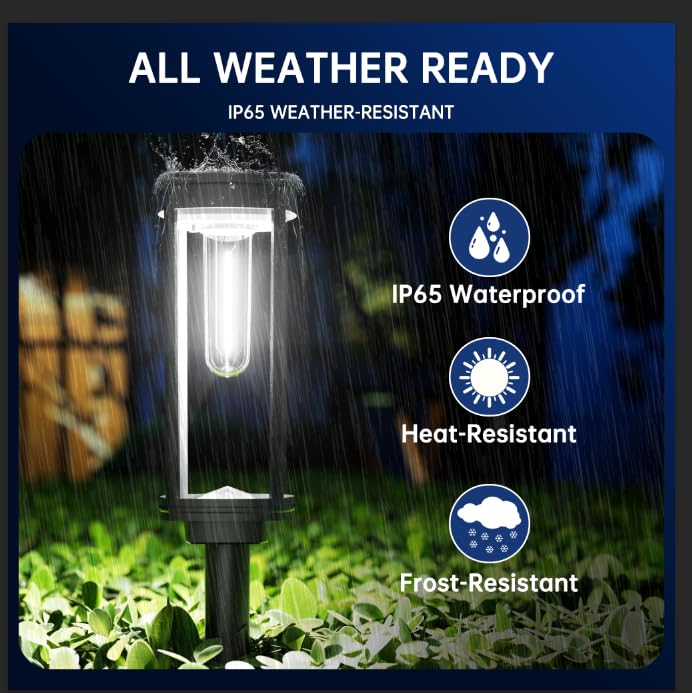 Newmessi 4 Pack Modern Solar Pathway Lights Outdoor, Super Bright Led Garden Lights, Ip65 Waterproof, Auto On/Off, Up To 14 Hour