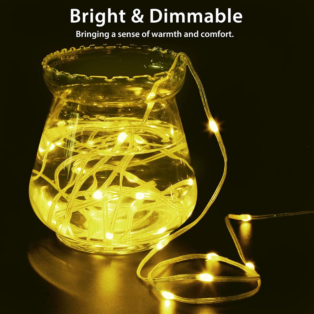 Kepstars 16.5Ft Battery Operated String Lights (2 Pack), 50 Led Fairy String Lights Battery Powered With Remote & Timer For Indoor Outdoor Christmas Trees Wreath Decoration Bedroom Patio - Warm White