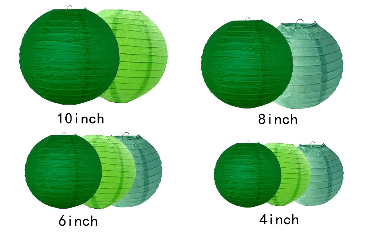Aimtohome Paper Lanterns Decorations - 10 Pcs Green Hanging Lamps For Parties & Events