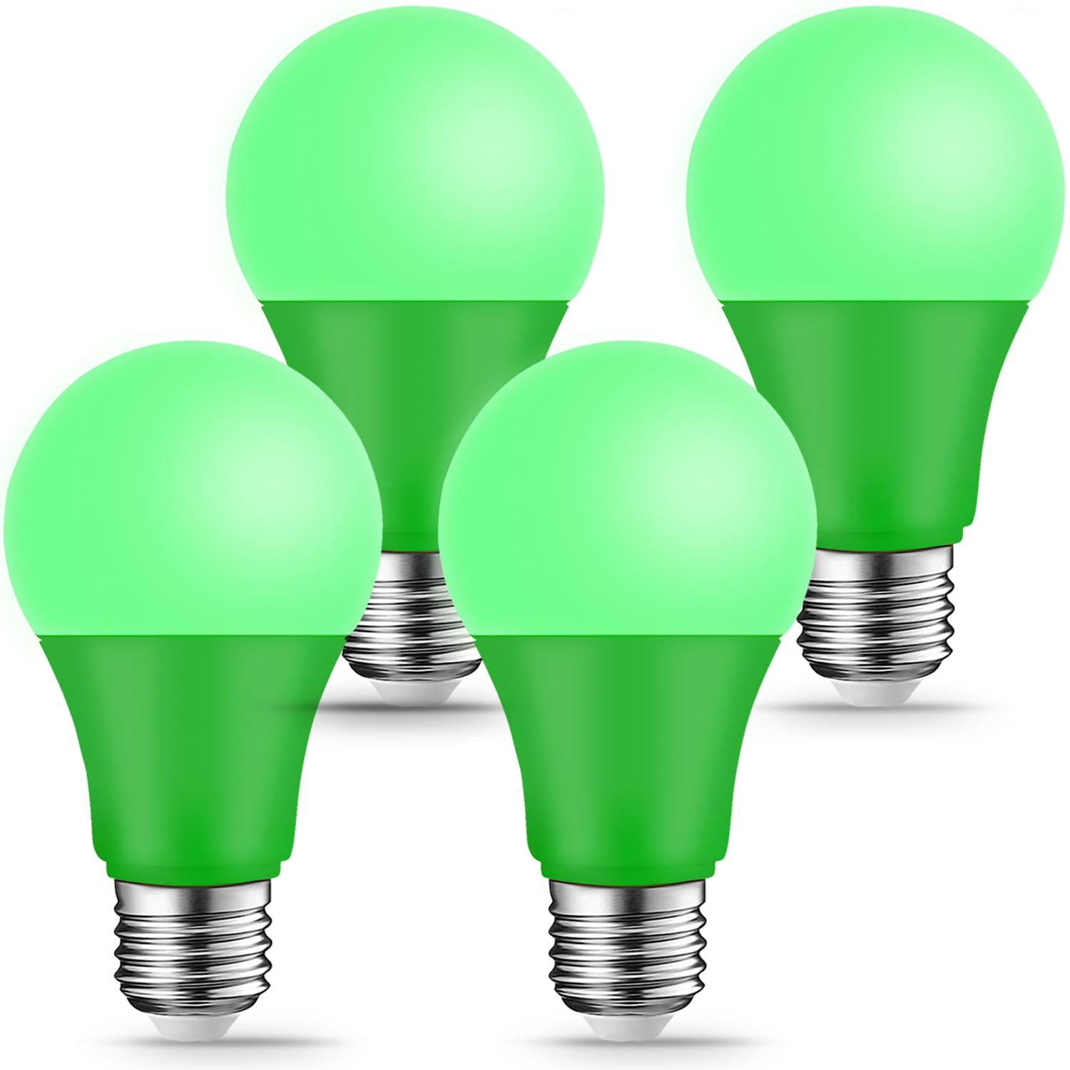 KQHBEN LED Green Light Bulbs - 9W (60W Equivalent) E26 Base - 4 Pack for Home Decor and Events