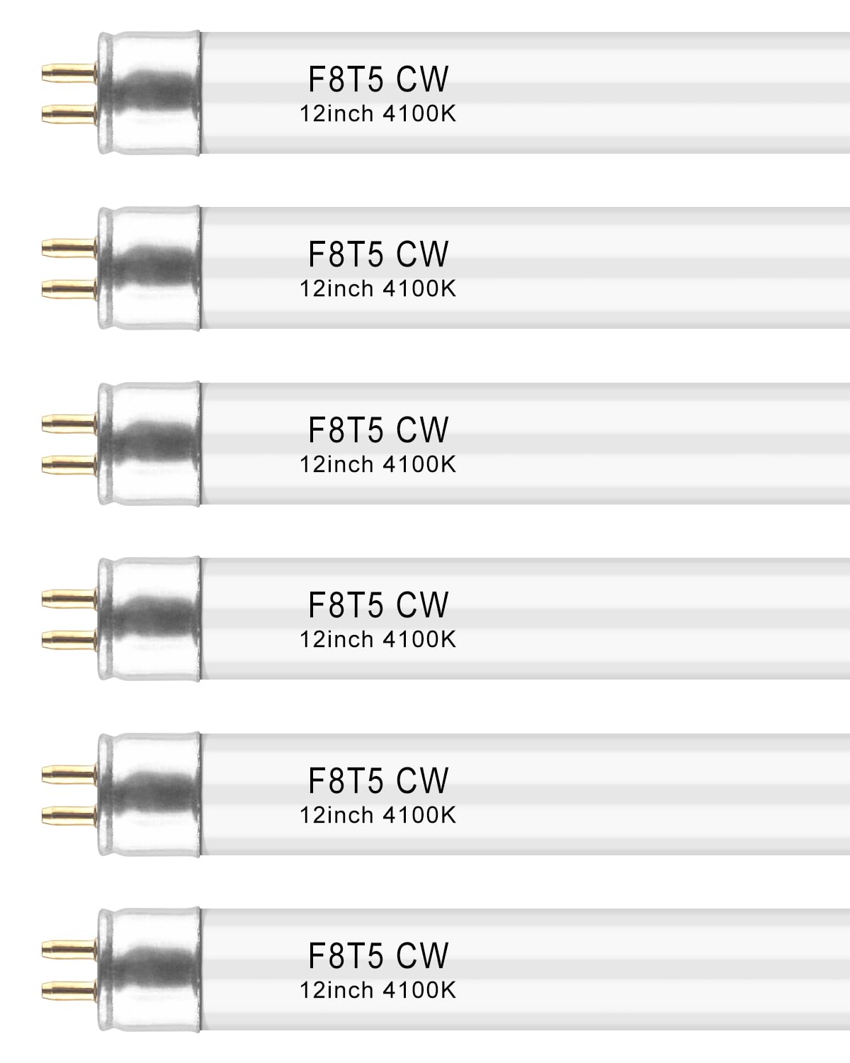 PACETAP T5 Fluorescent Bulbs 6 Pack, 12 inch 8W Cool White, G5 Mini Bi Pins Base, Plastic, Model PL-US-YYL0138-T