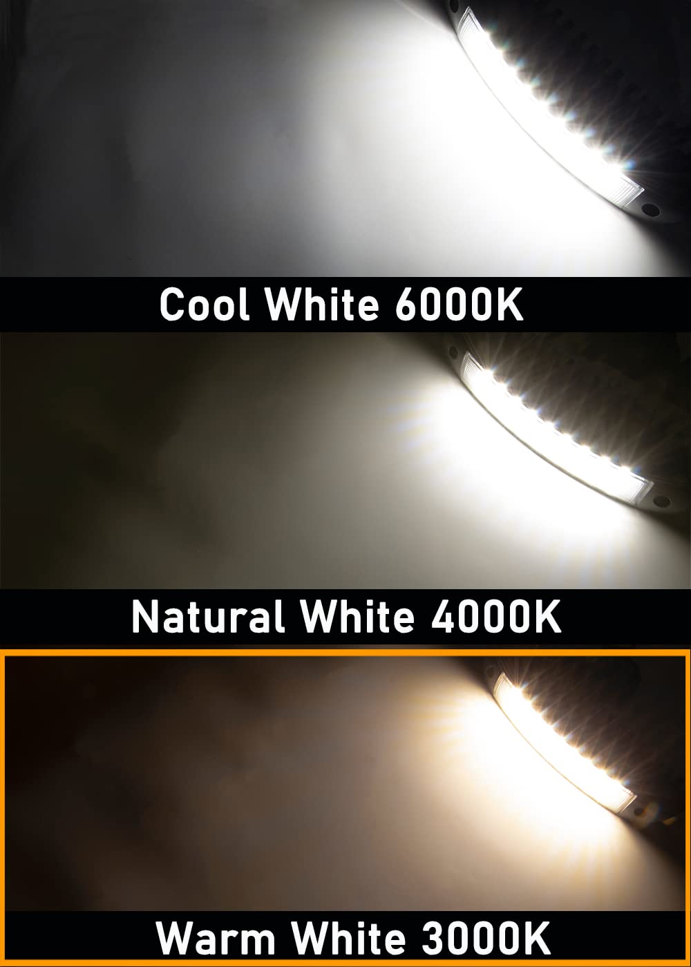 Raycharm 9.1&quot; Rv & Boat Low-Profile Led Porch Light Fixture, 40° Down Angle Focused Flood Beam, 3000K Warm-White Super Bright, High Light-Output Low Ampere, Wateproof White Finish, 12V/24V, 1-Pack