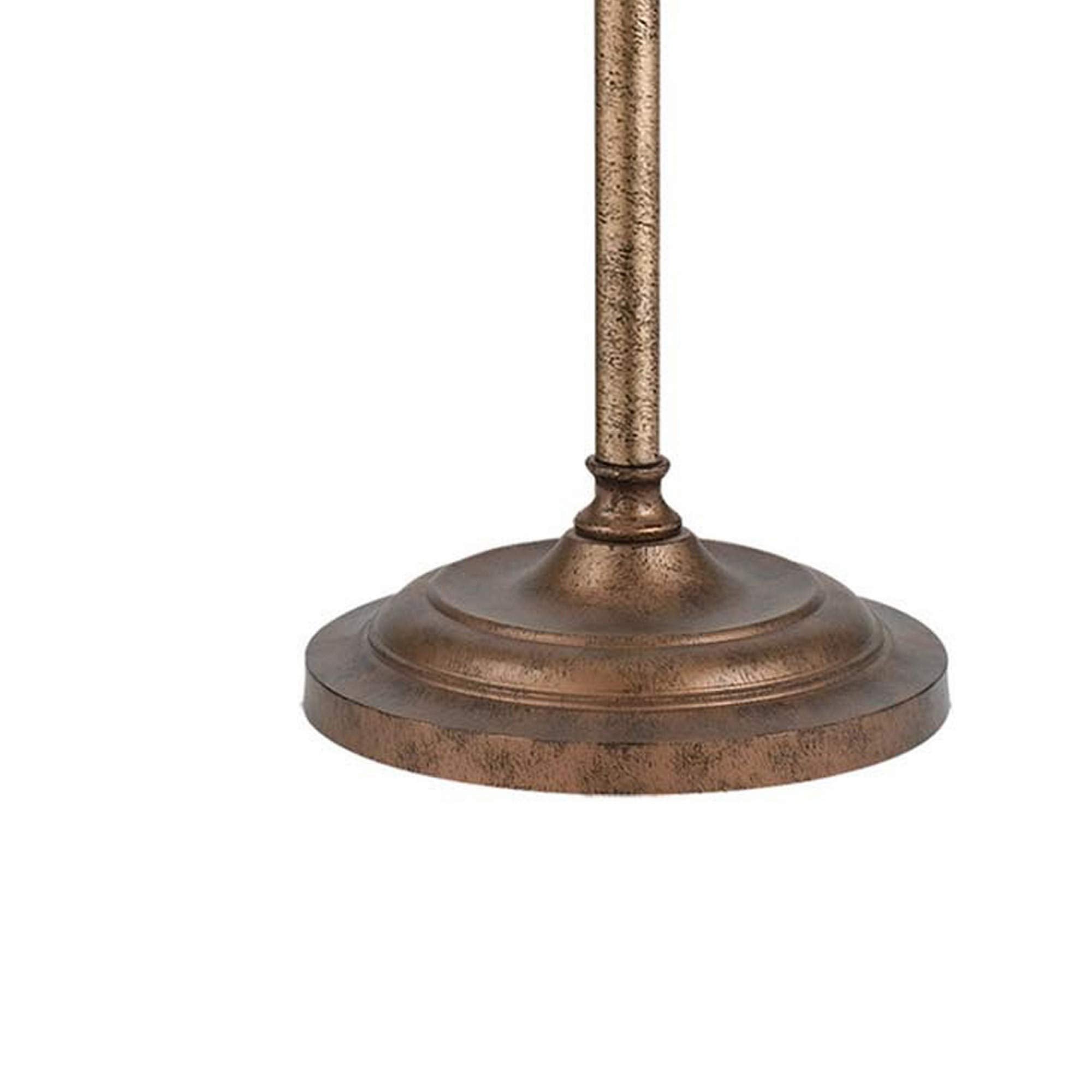 Benjara Metal Round 25" Table Lamp With Adjustable Pole, Bronze